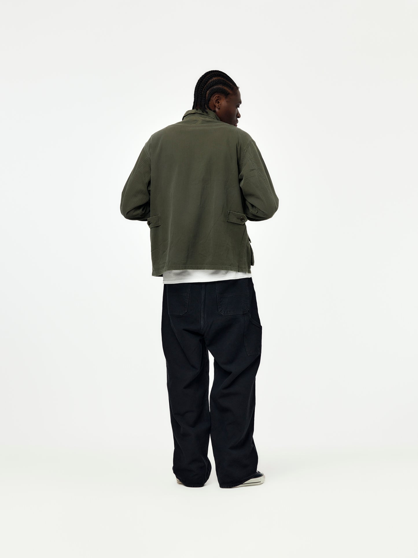 Vintage Silk Hemp Double Knee Pants (Black)
