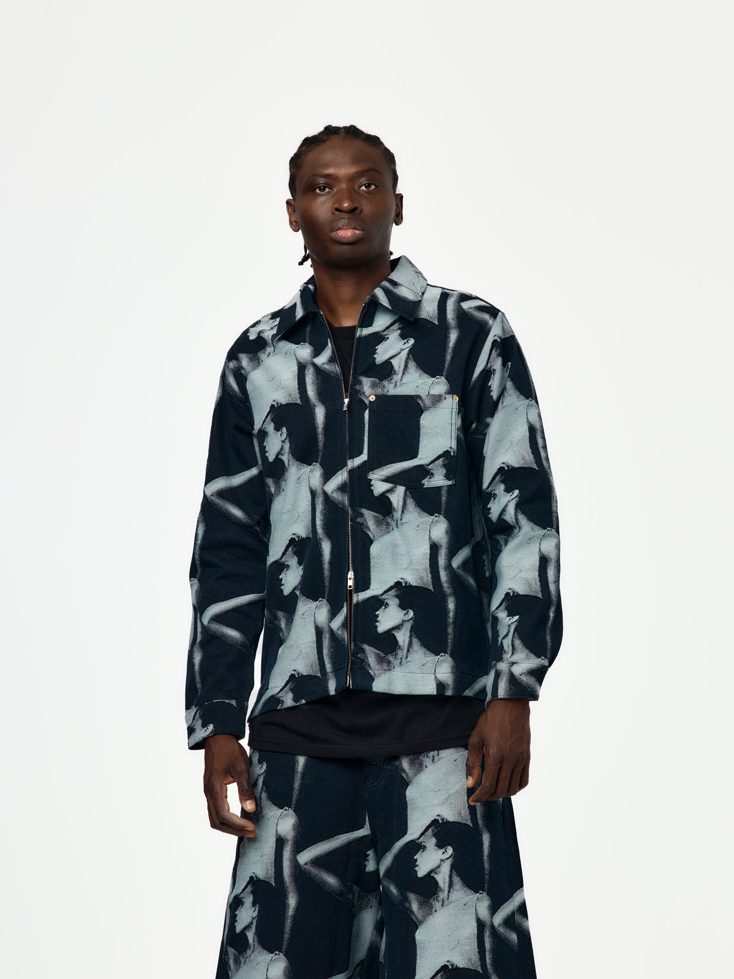 Jet Zip Jacket (Jacquard Face Denim)