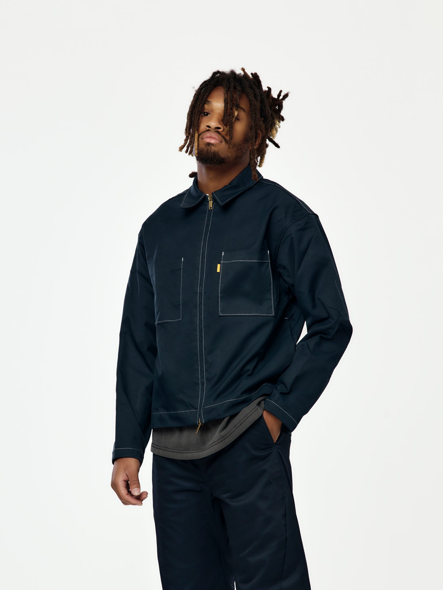 Stacey Zip Shirt (Navy)