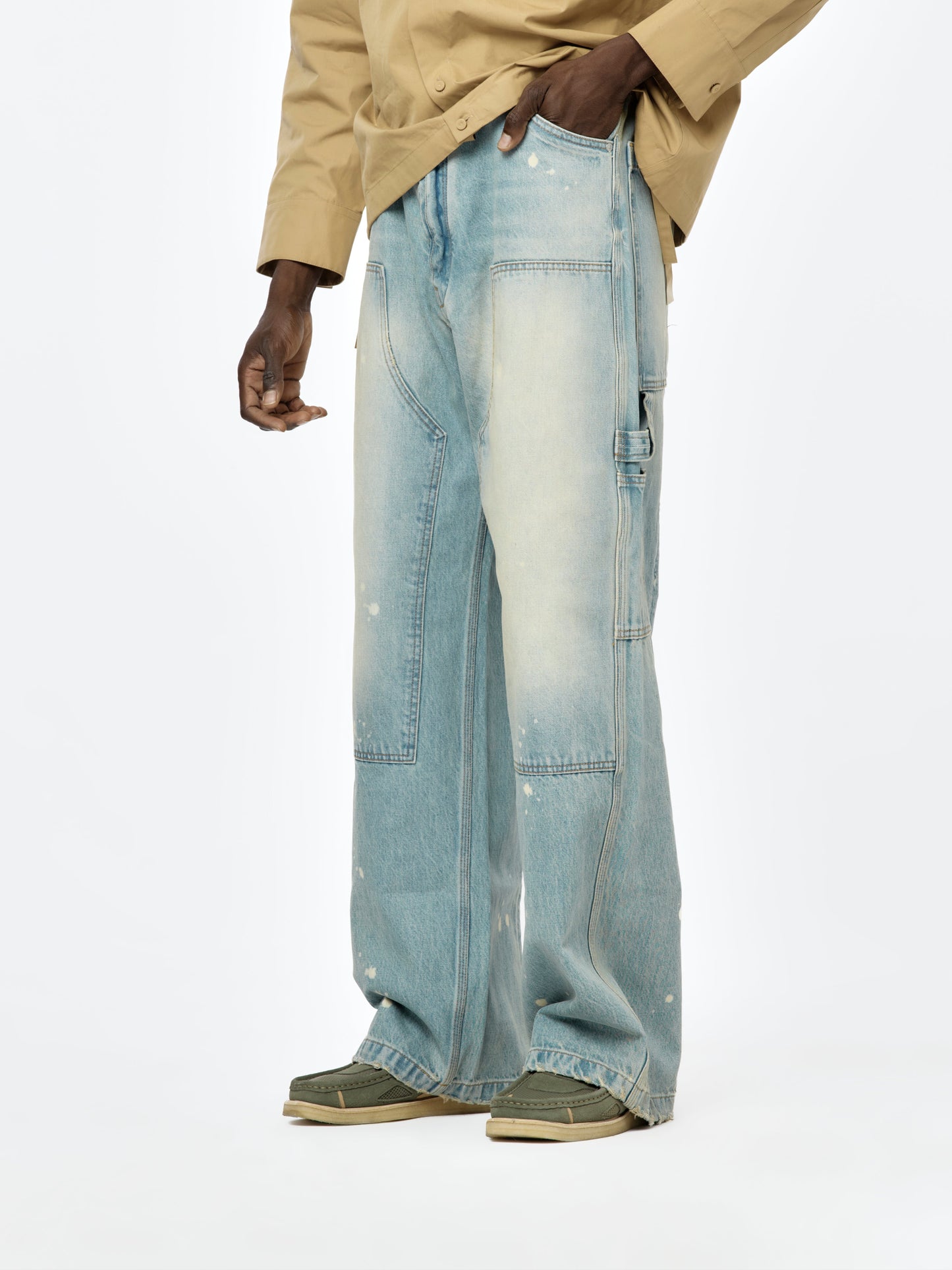 DENIM WIDE LEG CARPENTER (Washed Indigo)