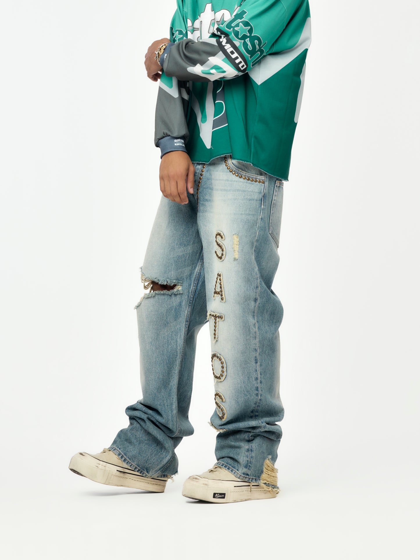 Studded Cowboy Denim (Blue Denim)