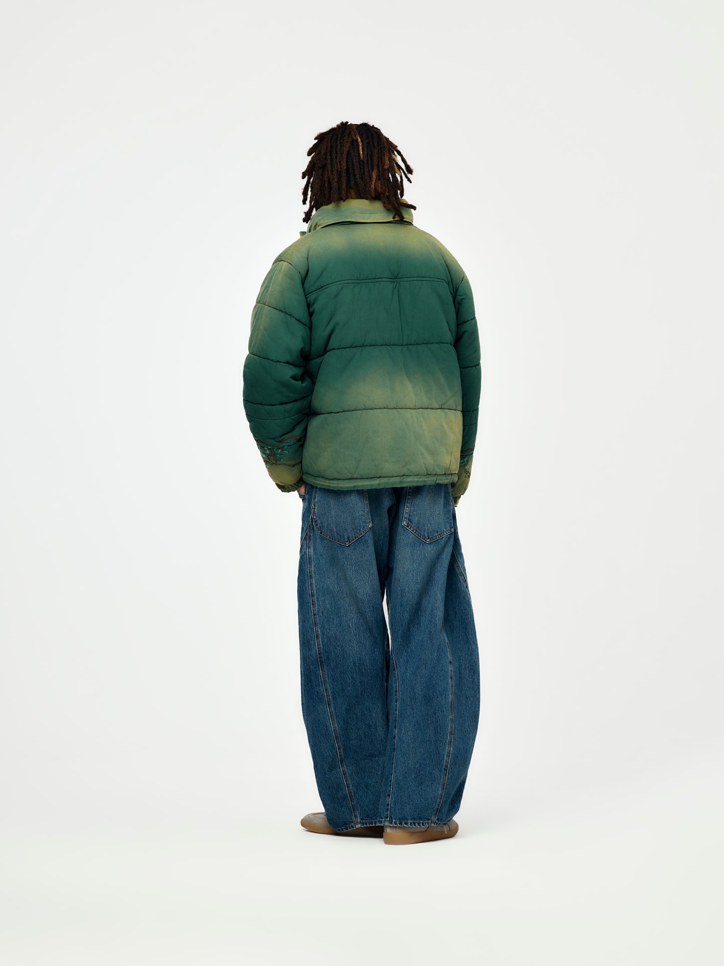 Vintage-Effect Puffer Jacket (Green)