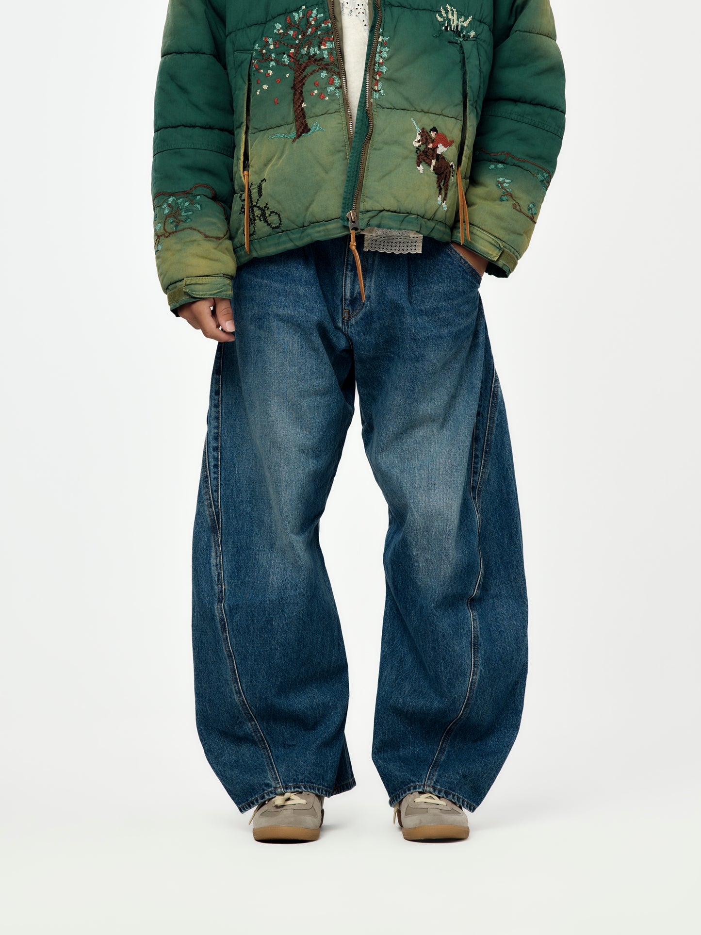 3D Cutting Denim Pants (Indigo)