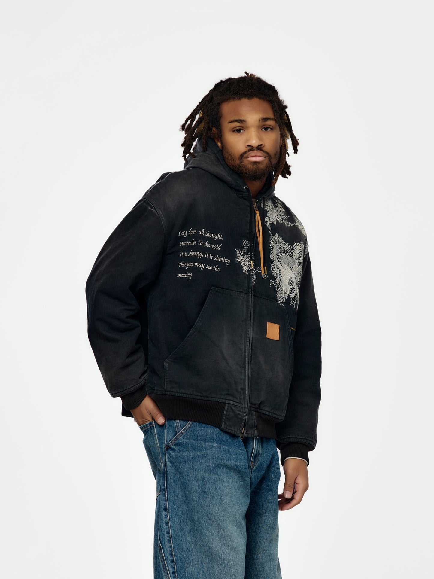 Vintage-Effect Embroidered Jacket (Black)