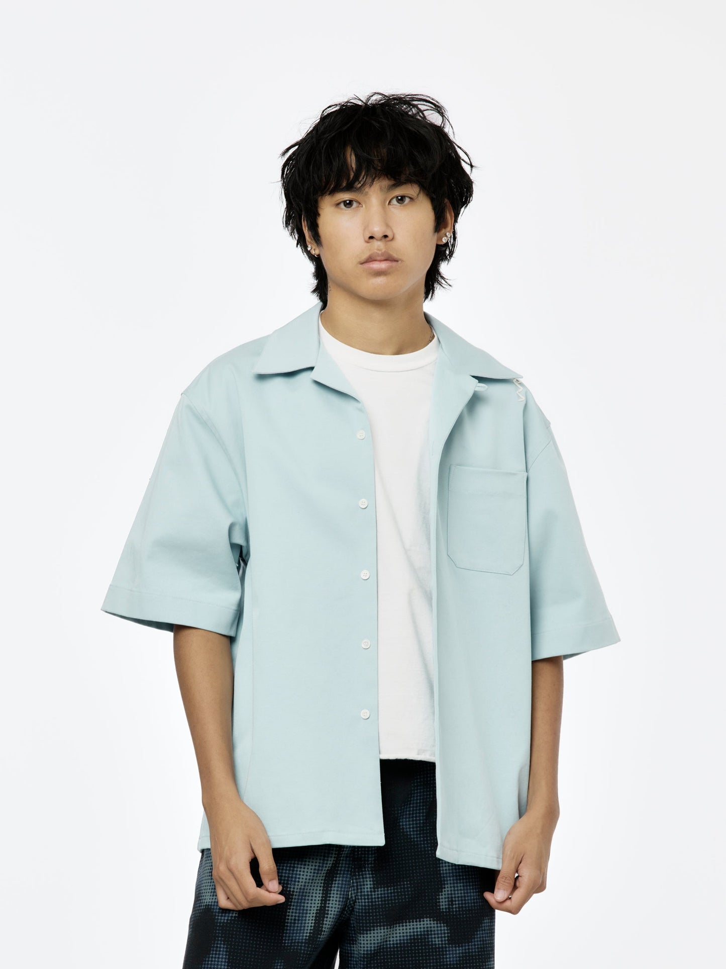 Short Sleeve Bowling Shirt (Leaden Blue)
