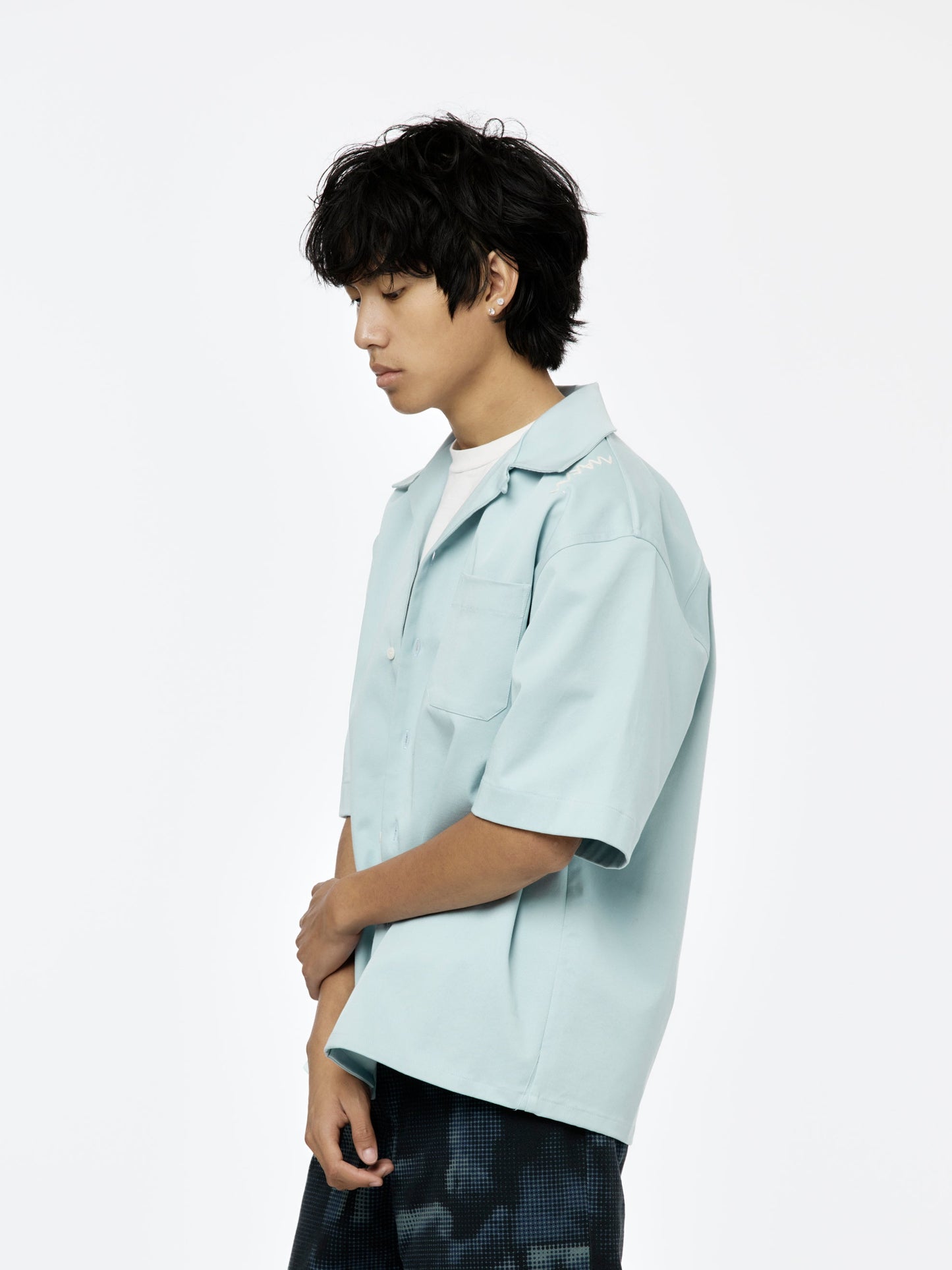 Short Sleeve Bowling Shirt (Leaden Blue)