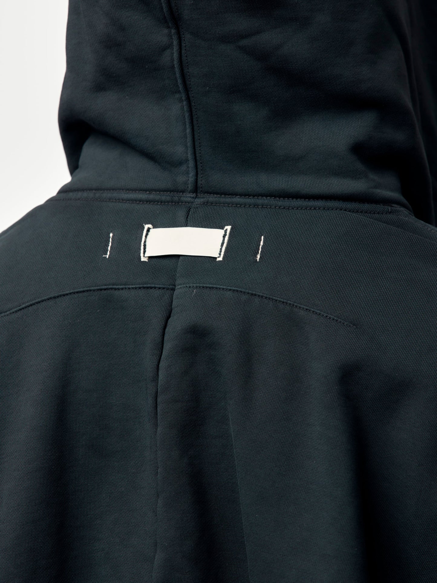 HEAVY TERRY ZIP UP HOODIE W ELASTIC WAIST (Black)