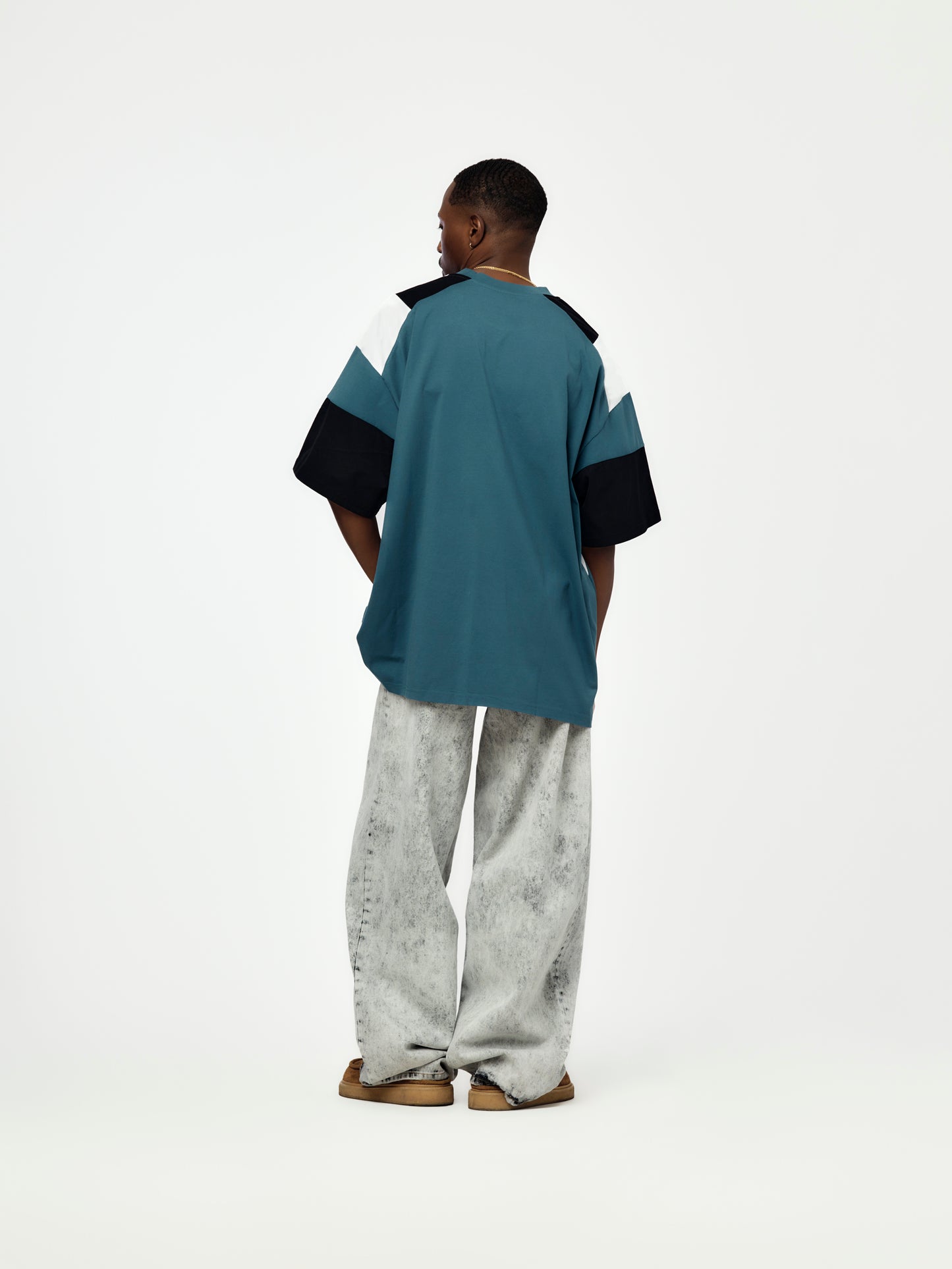 Oversized Panelled T-Shirt (Blue)