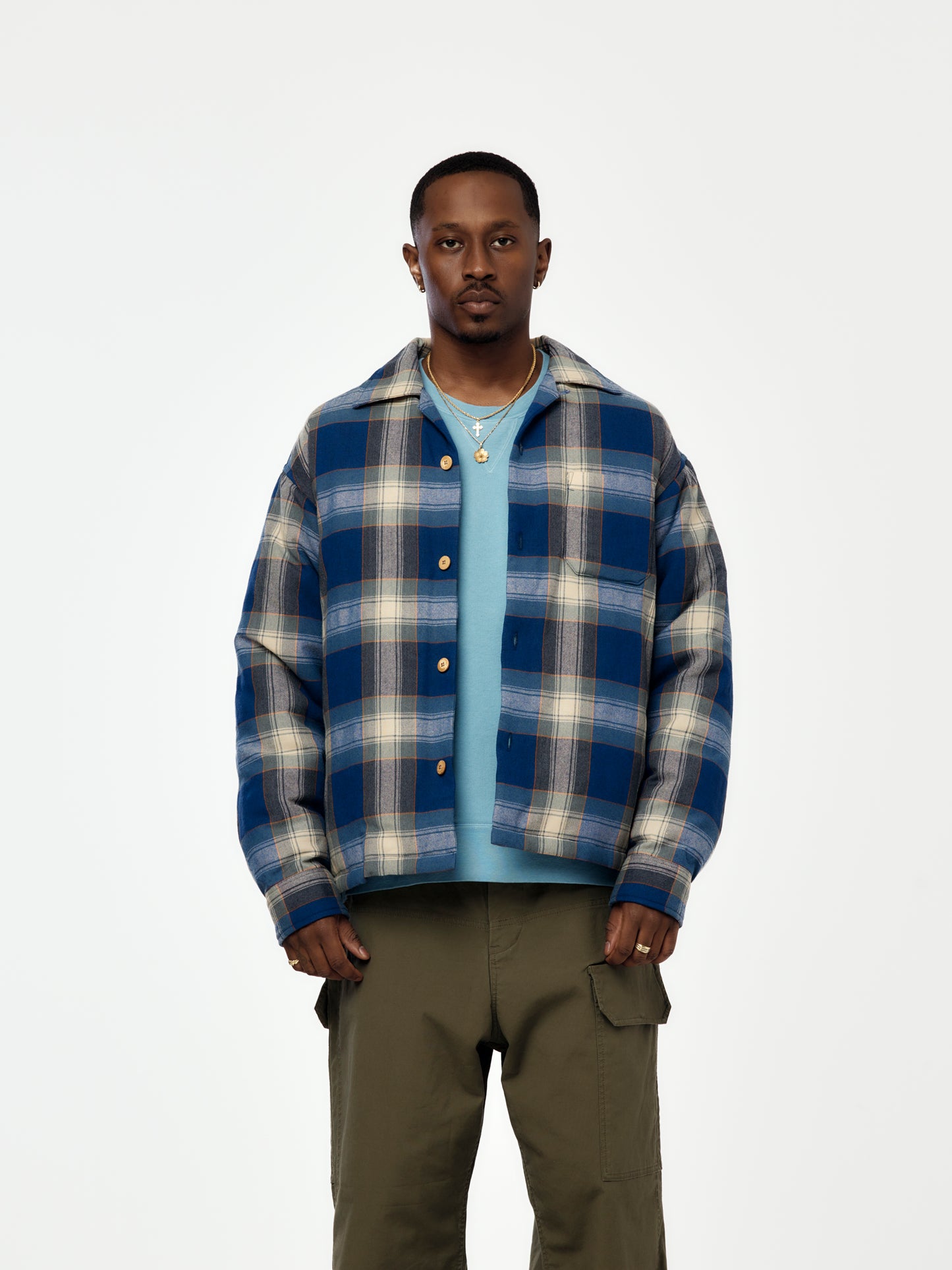 KEESEY CHECK DOWN JACKET (Blue)