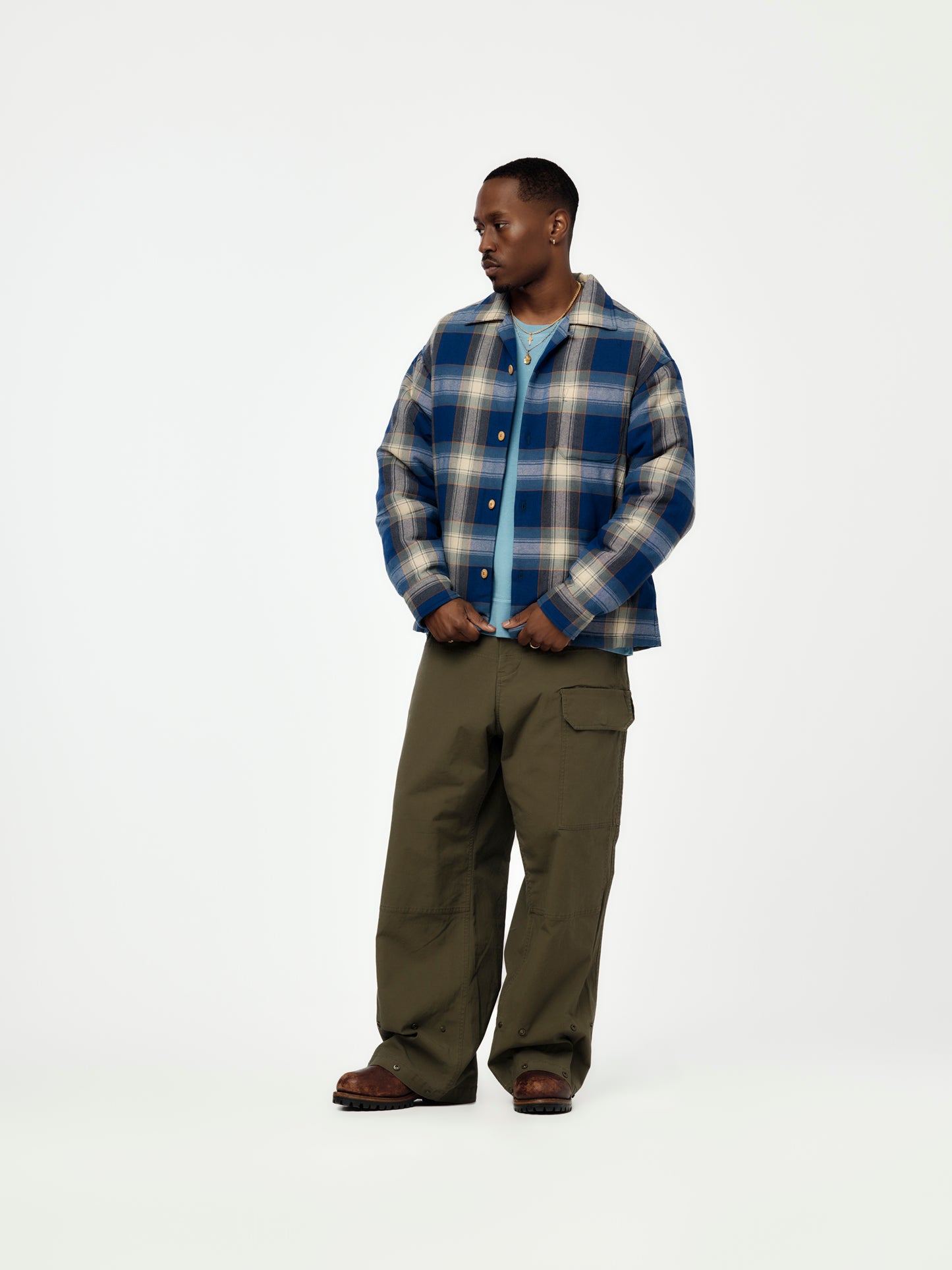 KEESEY CHECK DOWN JACKET (Blue)