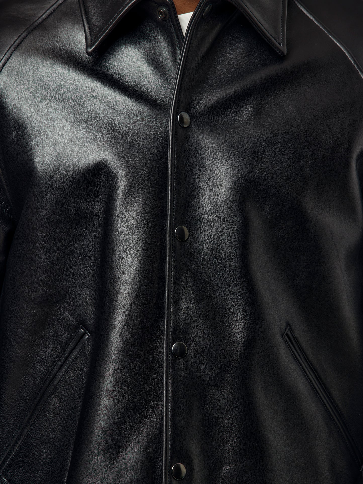 Leather Coach Jacket(Black)