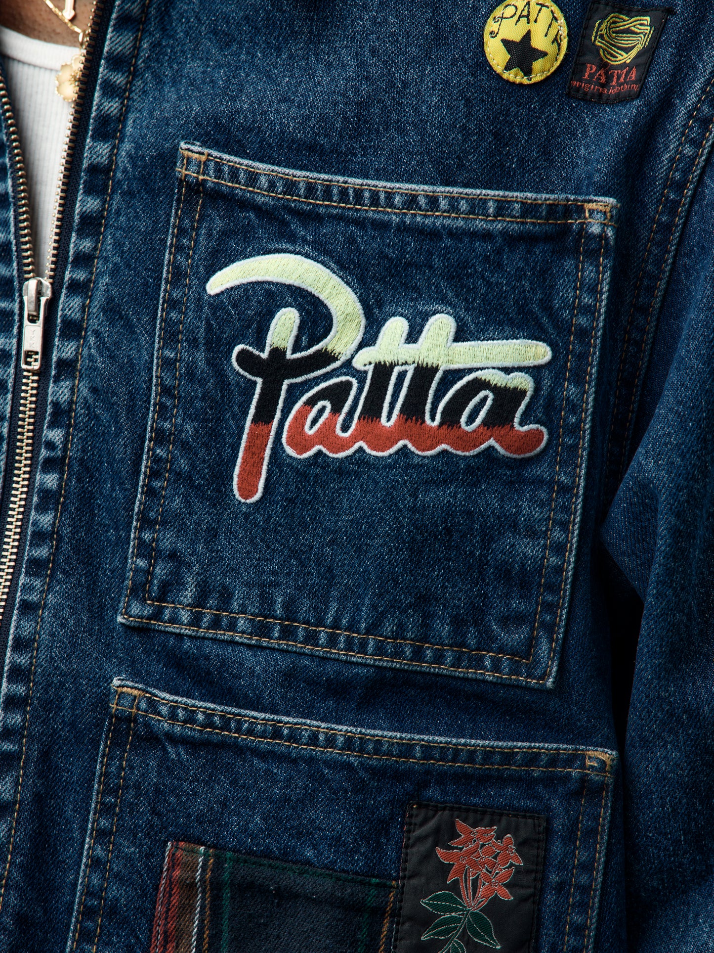 Patta Whole Lotta Labels Denim Jacket (Light Blue Denim)