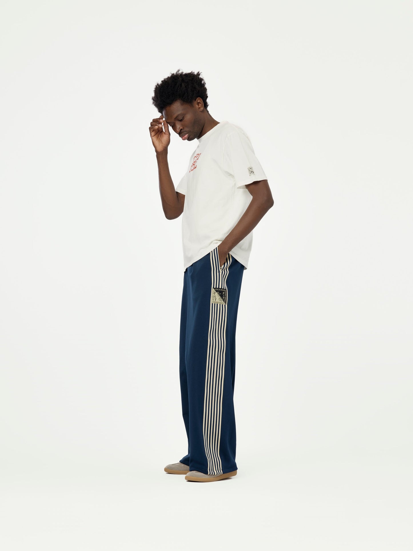 Smooth Jersey Stantman&woman Baggy Truck Pants (Banner Stripe) (Navy)