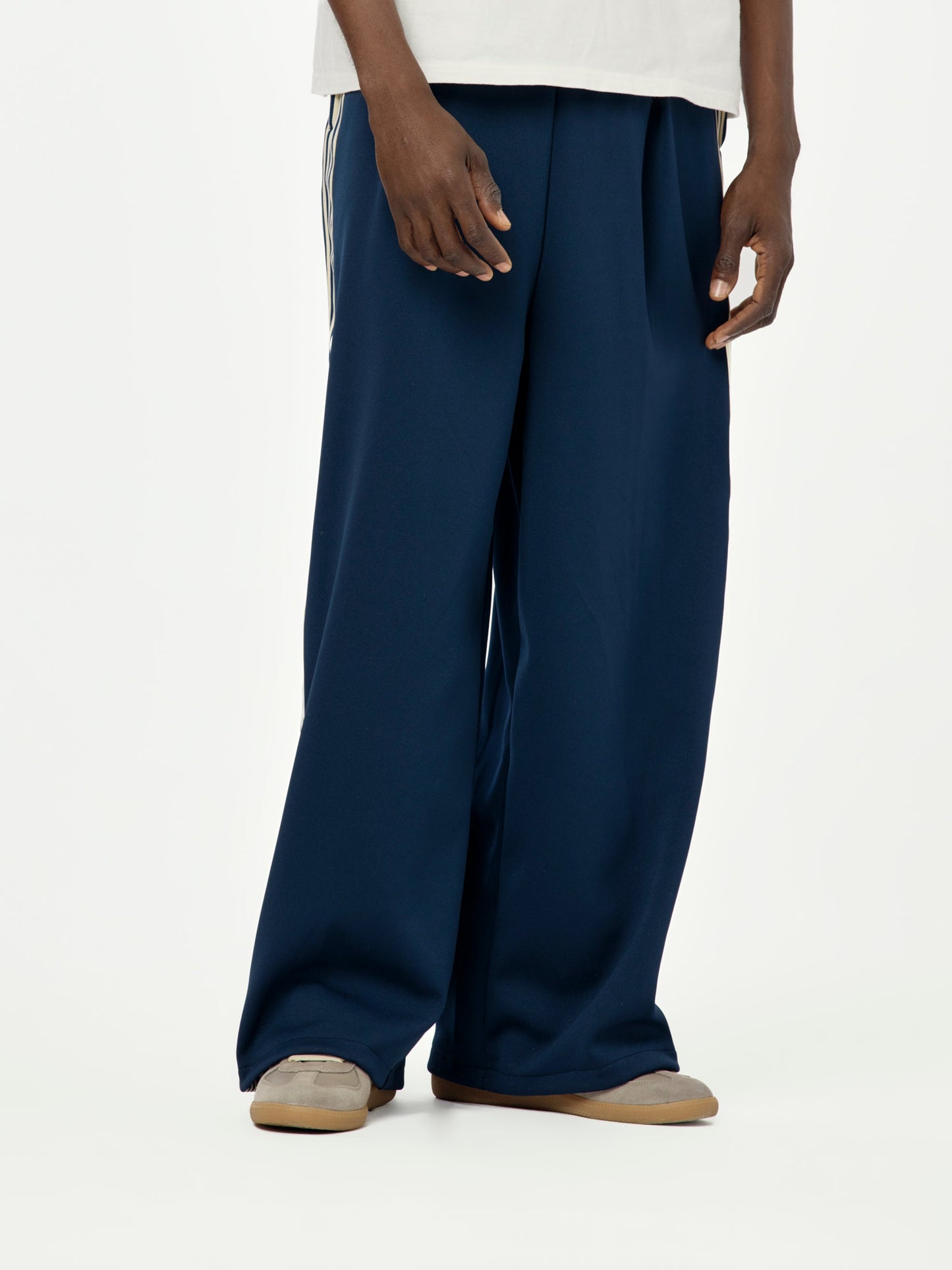 Smooth Jersey Stantman&woman Baggy Truck Pants (Banner Stripe) (Navy)