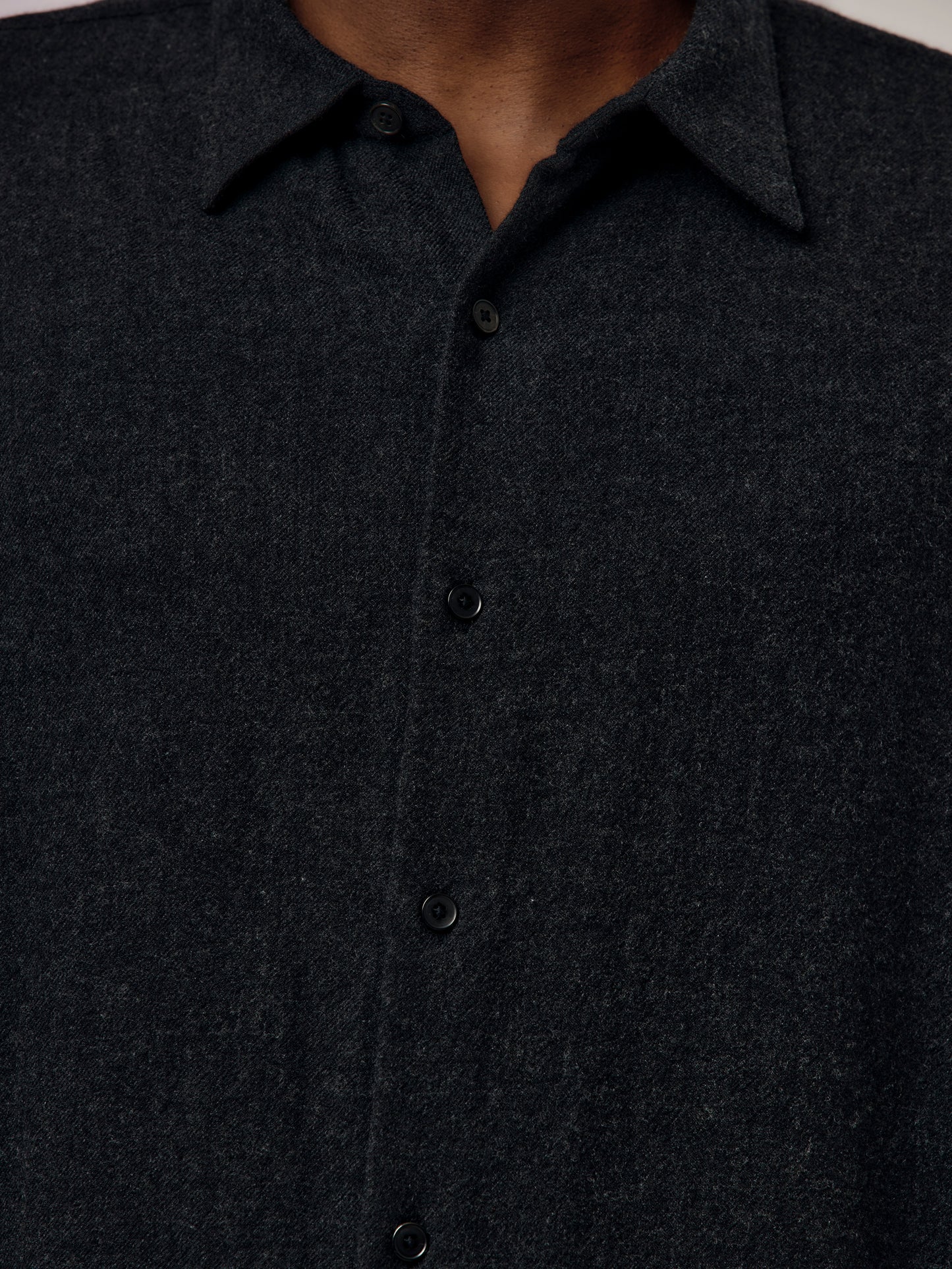 Wool Regular Collar Shirt(Charcoal) SIS