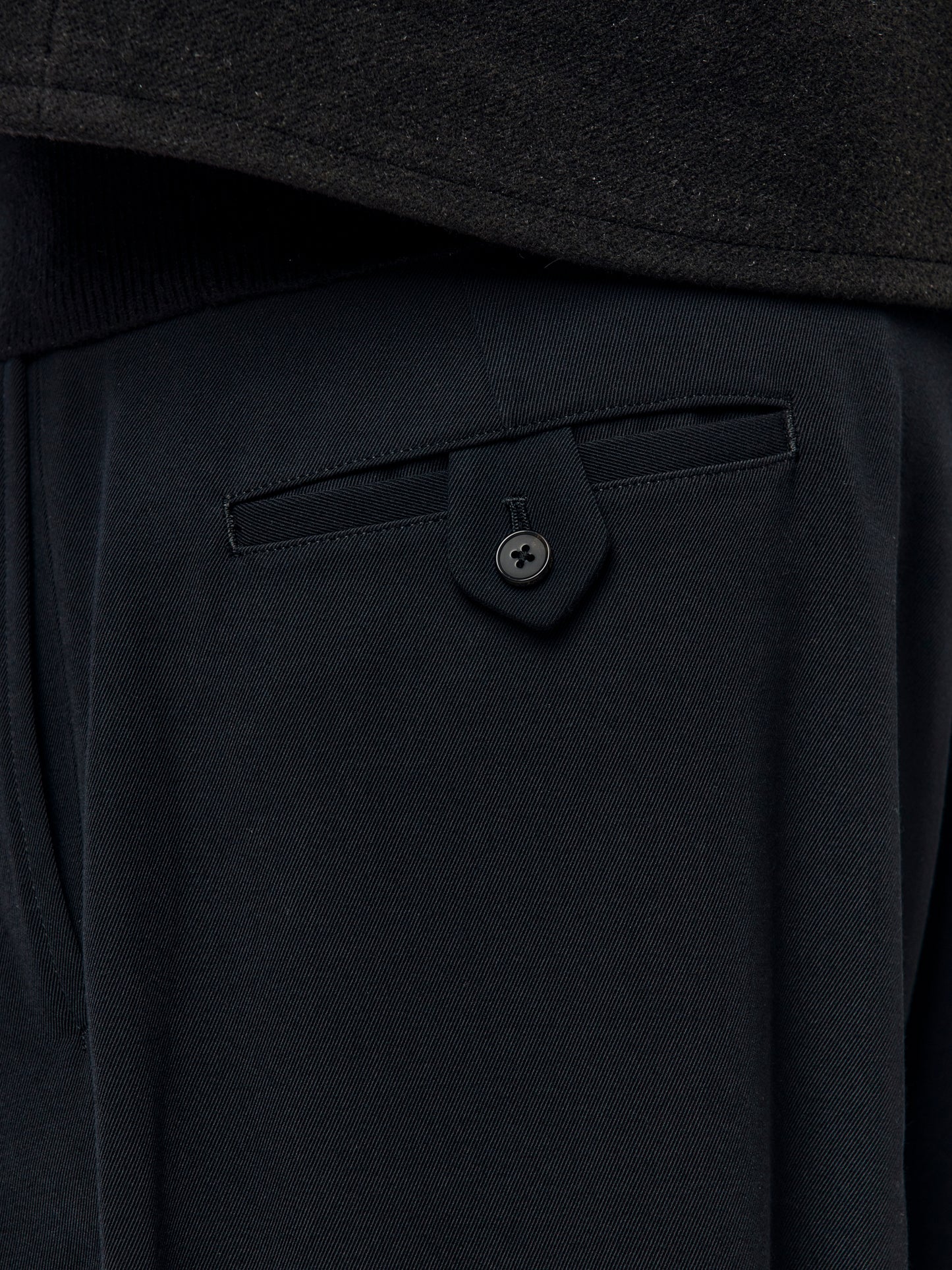 Wool Wide Tapered Trousers (Navy) SIS