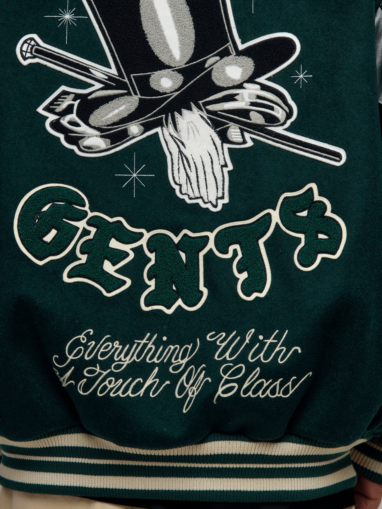 BXR + UNION GENTS OF DESIRE LETTERMAN JACKET (Emerald / Cream)