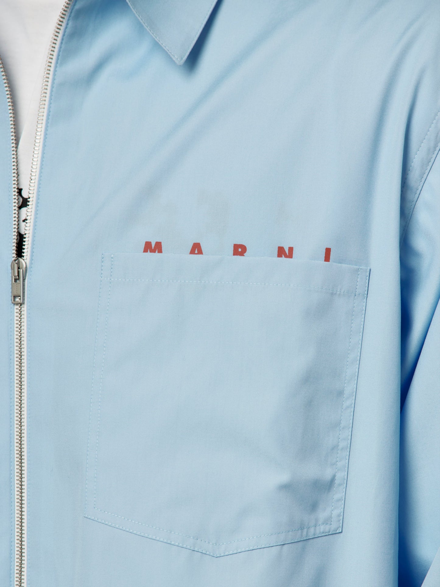 Marni Logo Boxy Fit Shirt (Iris Blue)