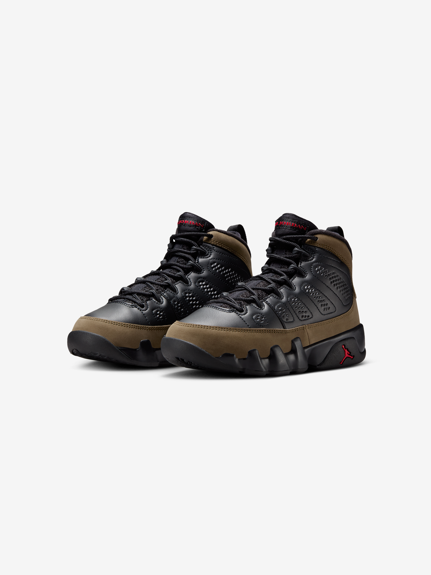 AIR JORDAN 9 RETRO (GS) (BLACK/TRUE RED-LIGHT OLIVE)