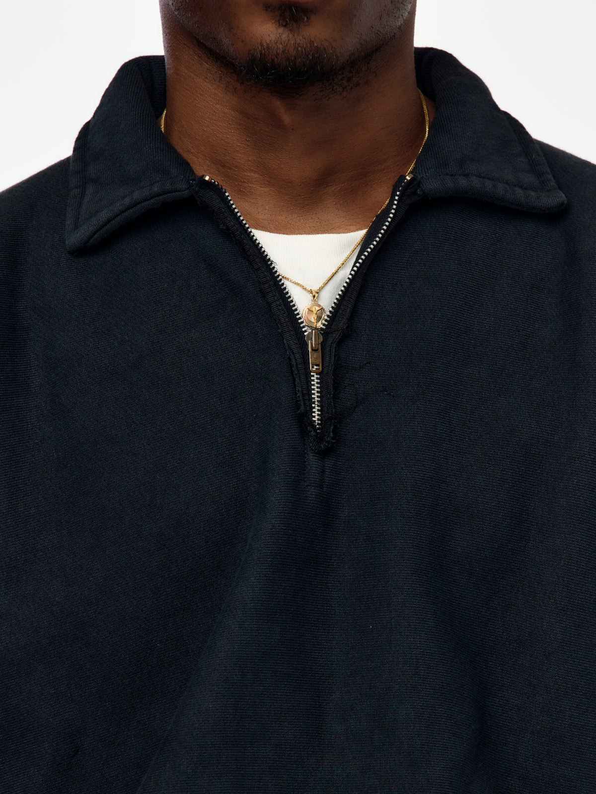 A.PRESSE Vintage Half Zip Sweatshirt (Sis) (Black)