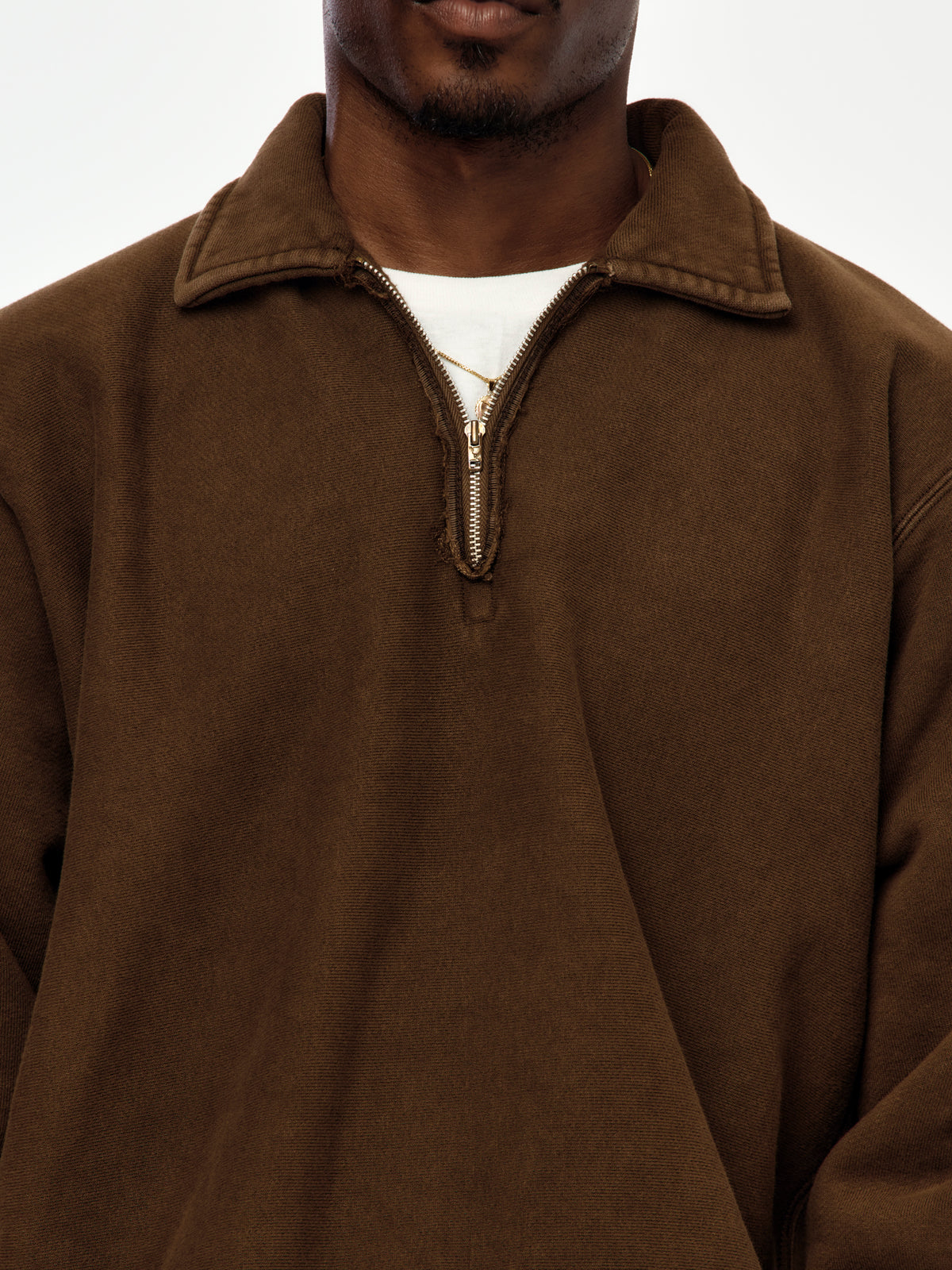 A.PRESSE Vintage Half Zip Sweatshirt (Sis) (Brown)