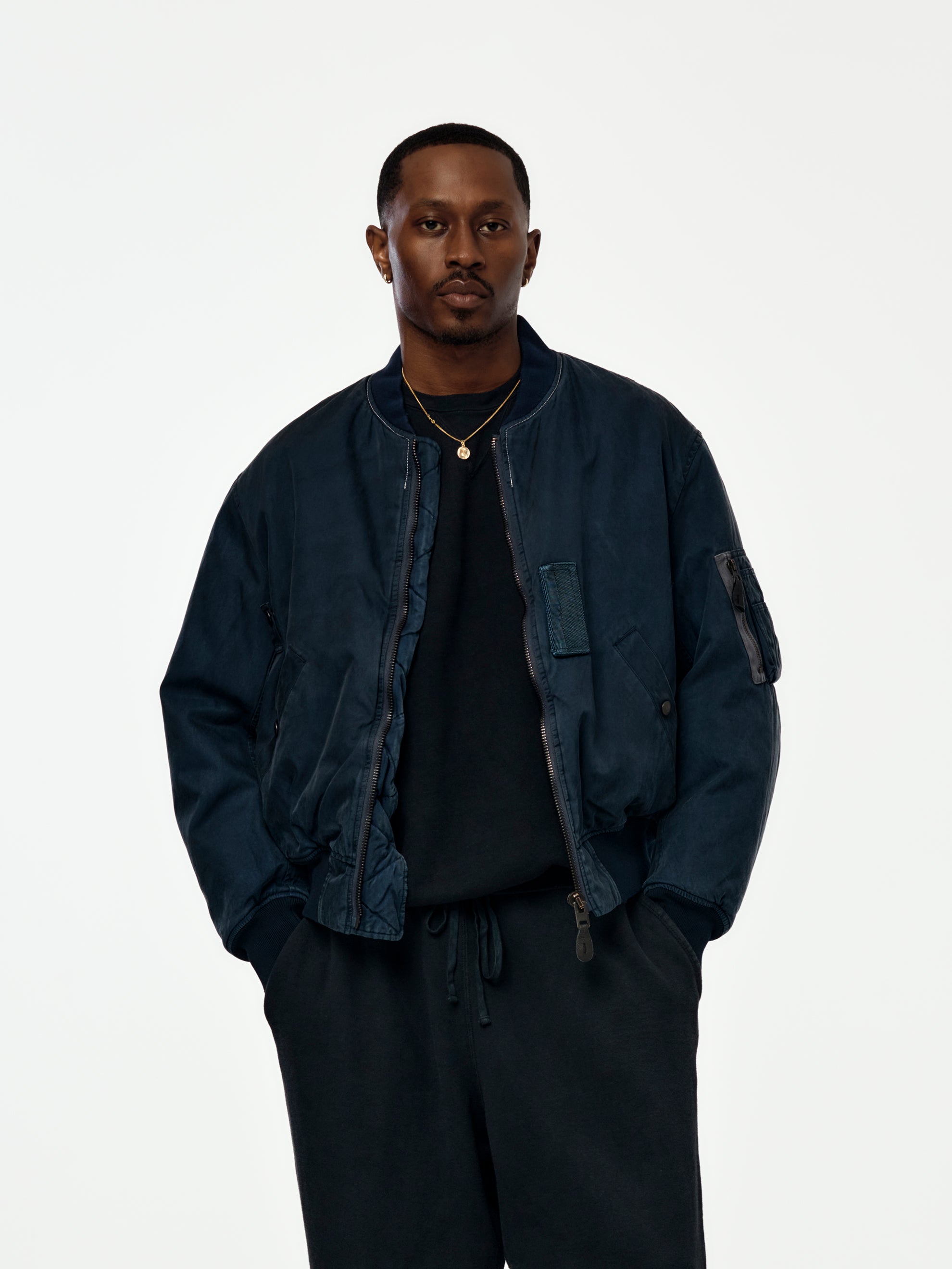 A.PRESSE A.PRESSE Vintage Silk B-15C Flight Jacket (Sis) (Navygray