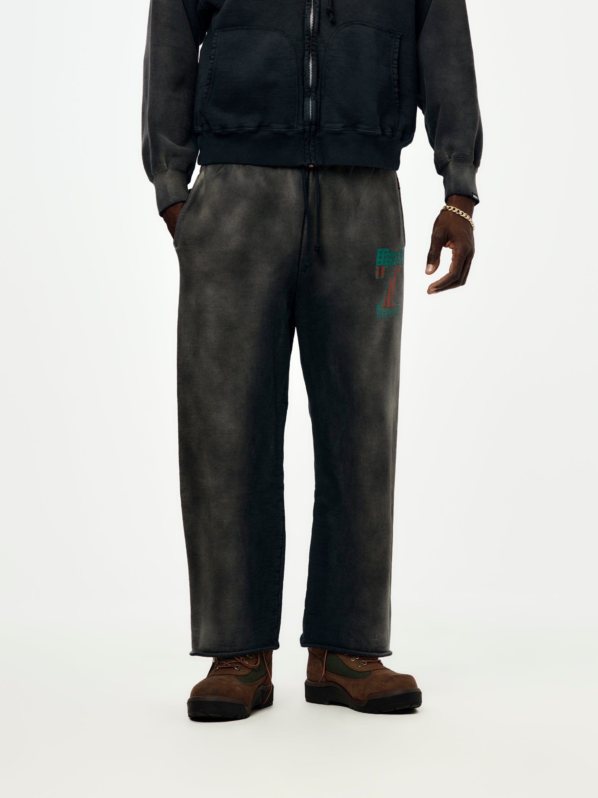 BOW WOW #7 Vinyl Aged Sweatpants (Black) - UNION LOS ANGELES