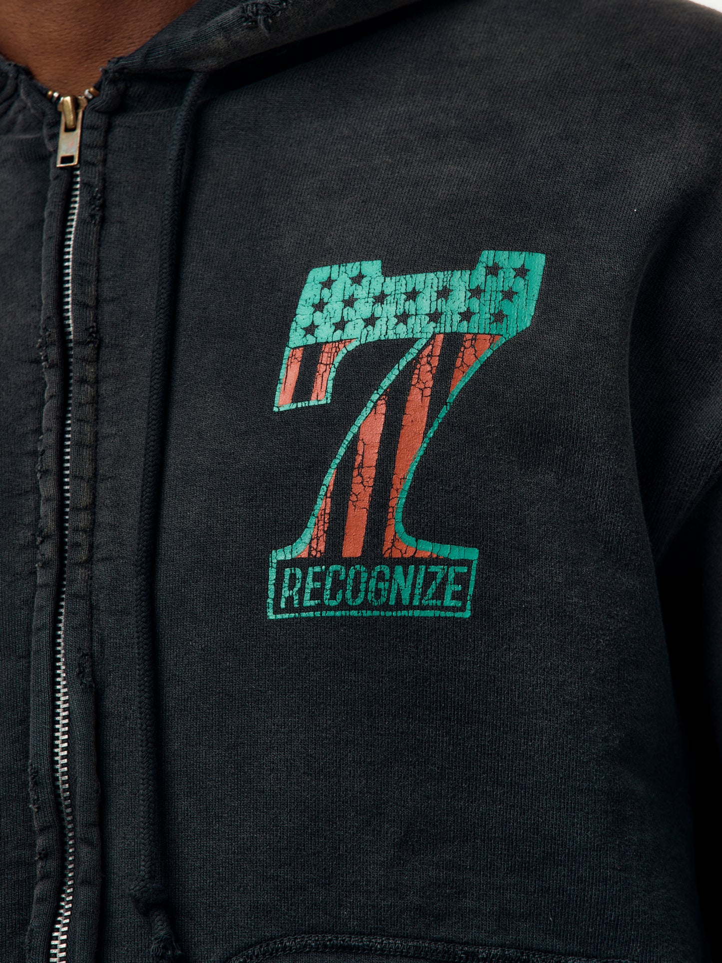 #7 Vinyl Zip Aged Hoodie (Black)