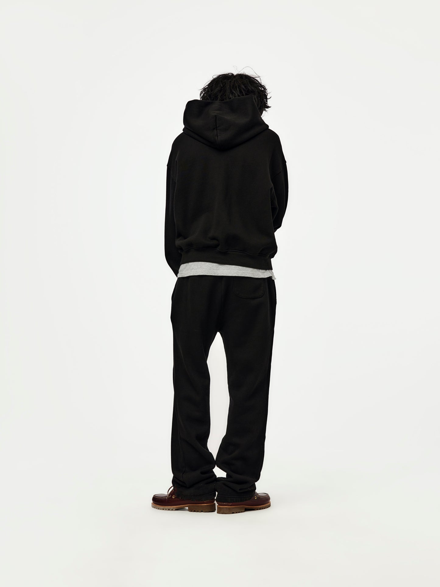 baggy crop zip hoodie (black)