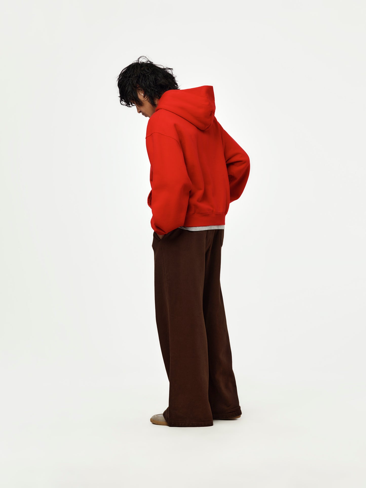 baggy crop zip hoodie (red)