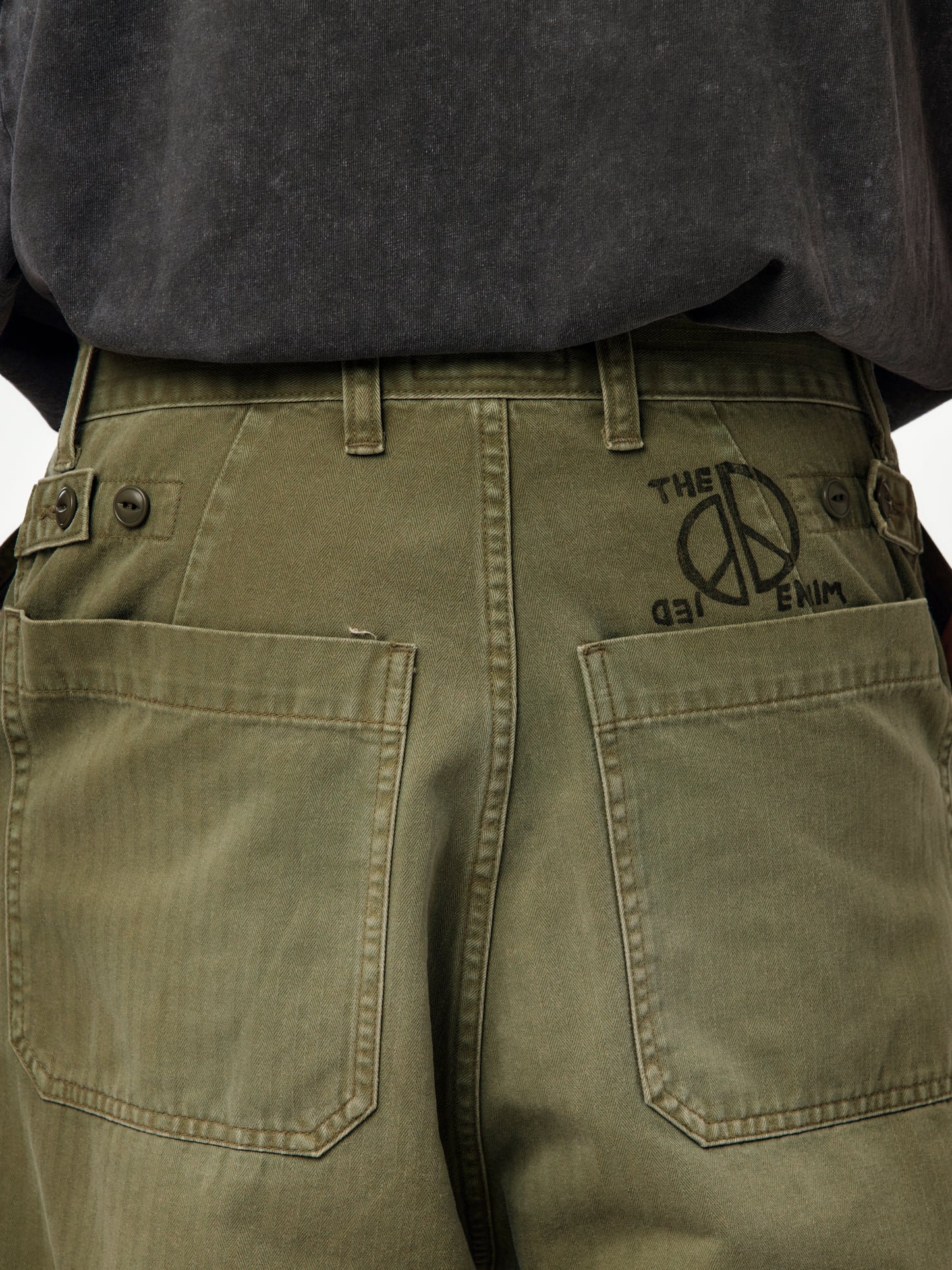 Herringbone FATIGUE Baggy Pants (Khaki RUSHFILED Remake)