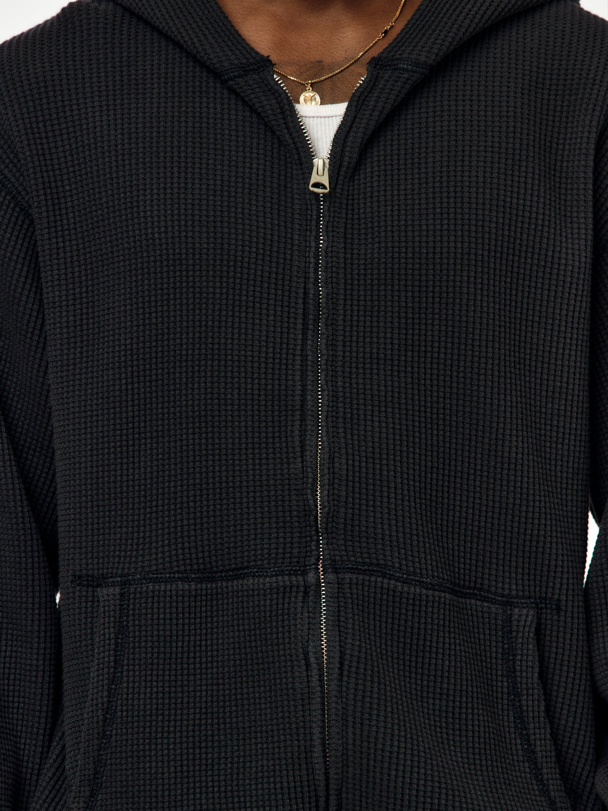 Waffle Full Zip Hoodie (Black)