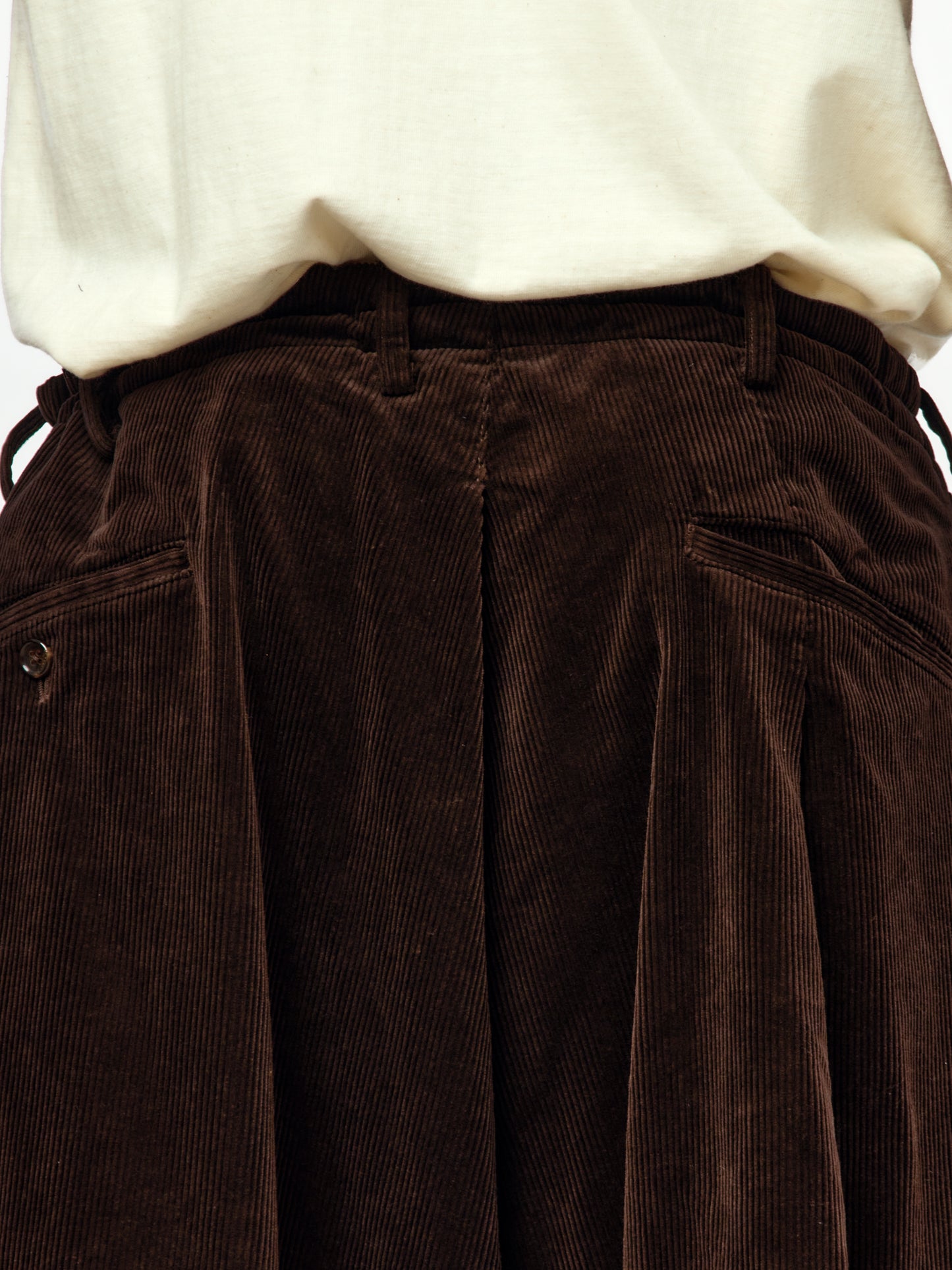 Wide Leg Cropped Corduroy Pants (BROWN)