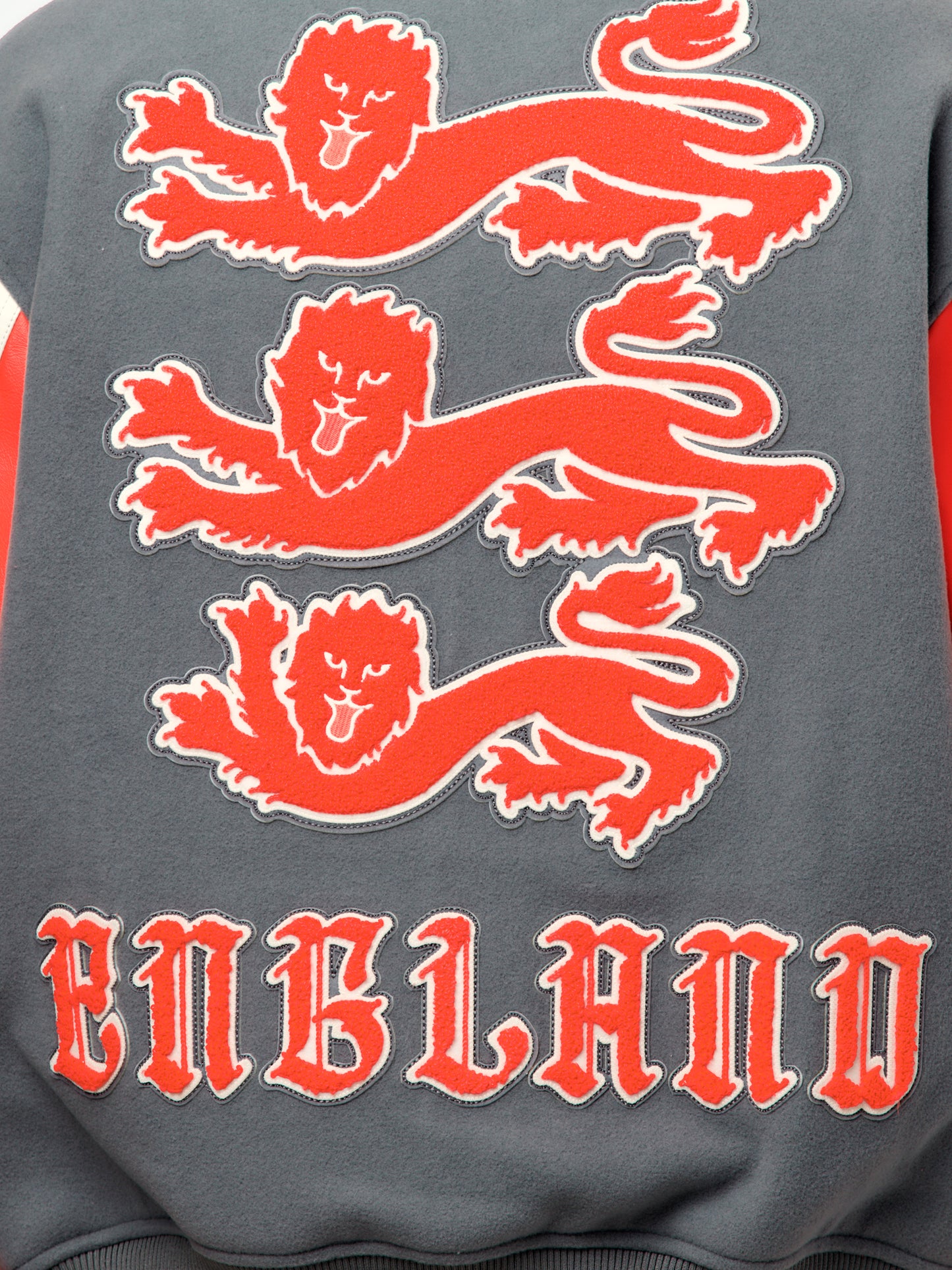 England x Palace x Nike Varsity Jacket (Cool Grey/White/Bright Crimson)
