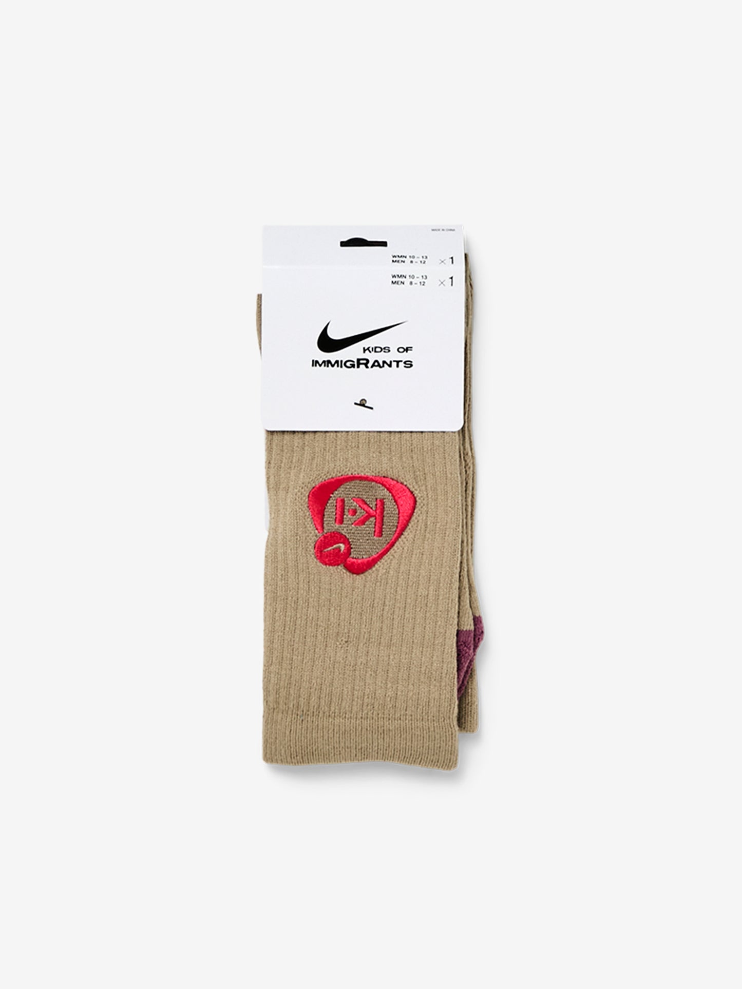 Kids of Immigrants x Nike Elevated Crew Socks (Khaki/Light Mulberry/Fusion Red)