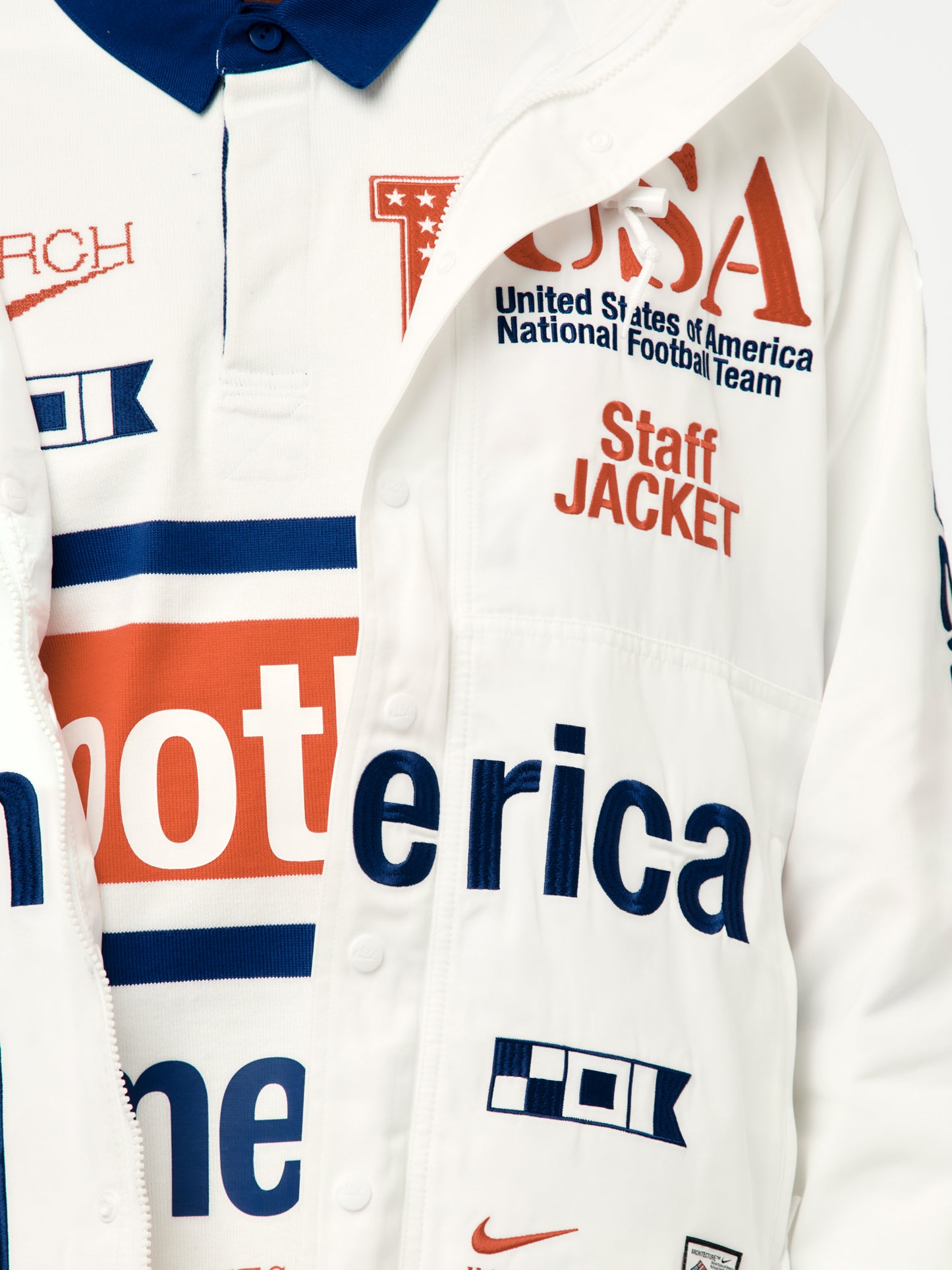 USA x VAA x Nike Woven Staff Jacket (White/Deep Royal Blue)