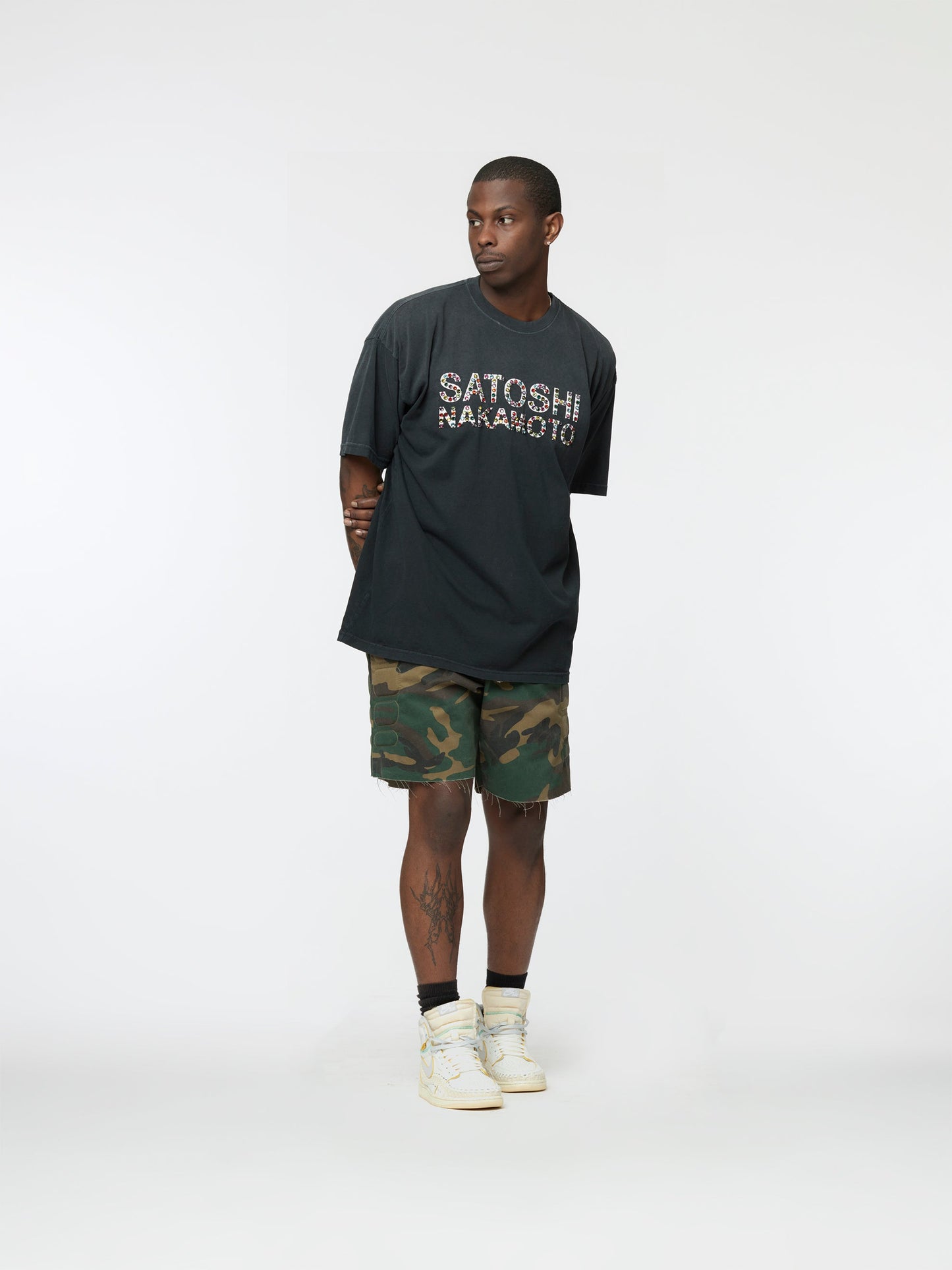 Studded Logo S/S Tee (Washed Black)