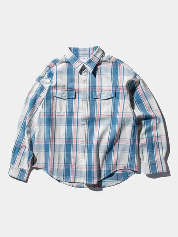 Buy Visvim Pioneer Check L/S (Light Indigo) Online at UNION LOS