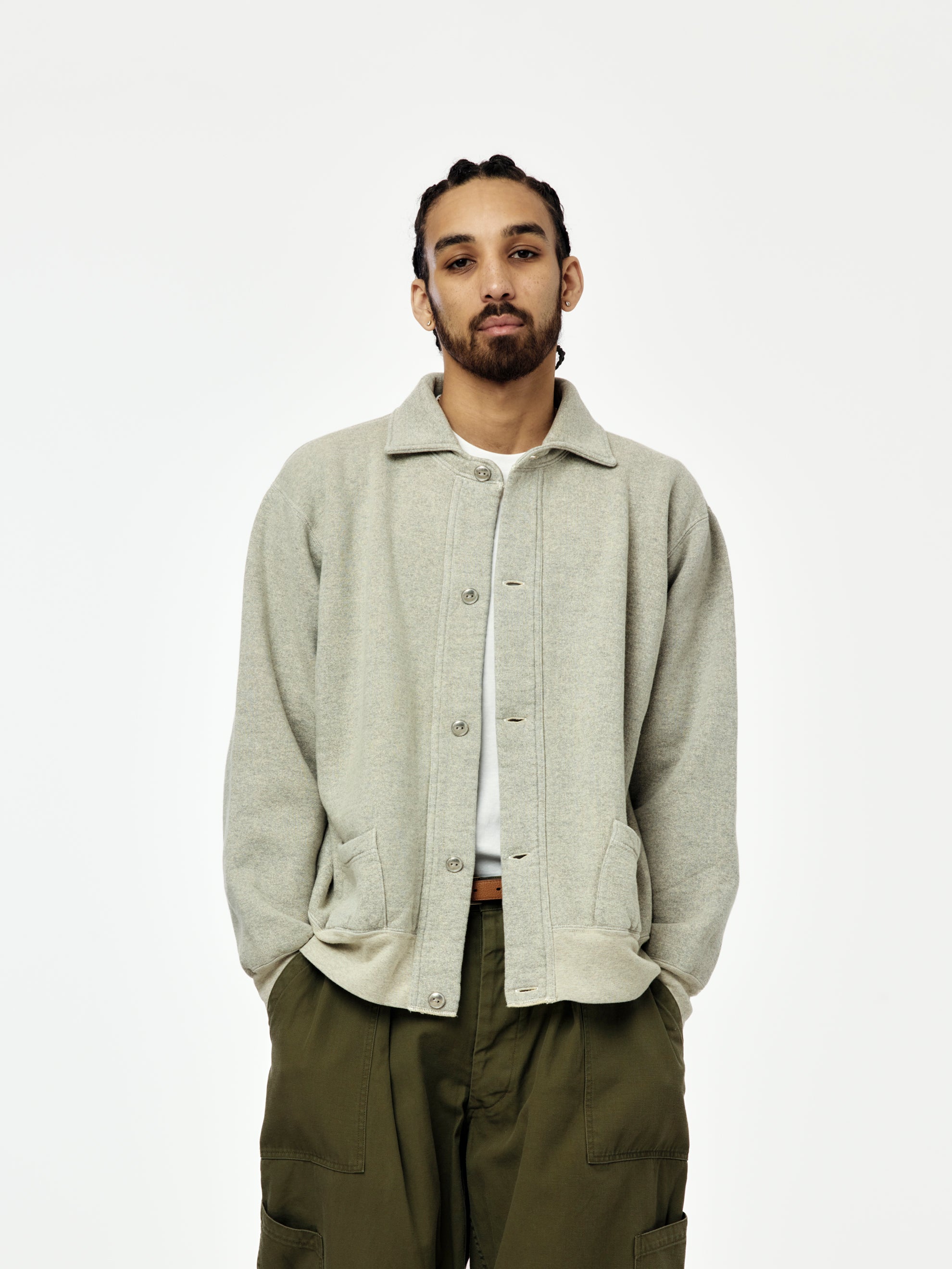 A.PRESSE Vintage Sweat Cardigan (GREY) SIS - UNION LOS ANGELES