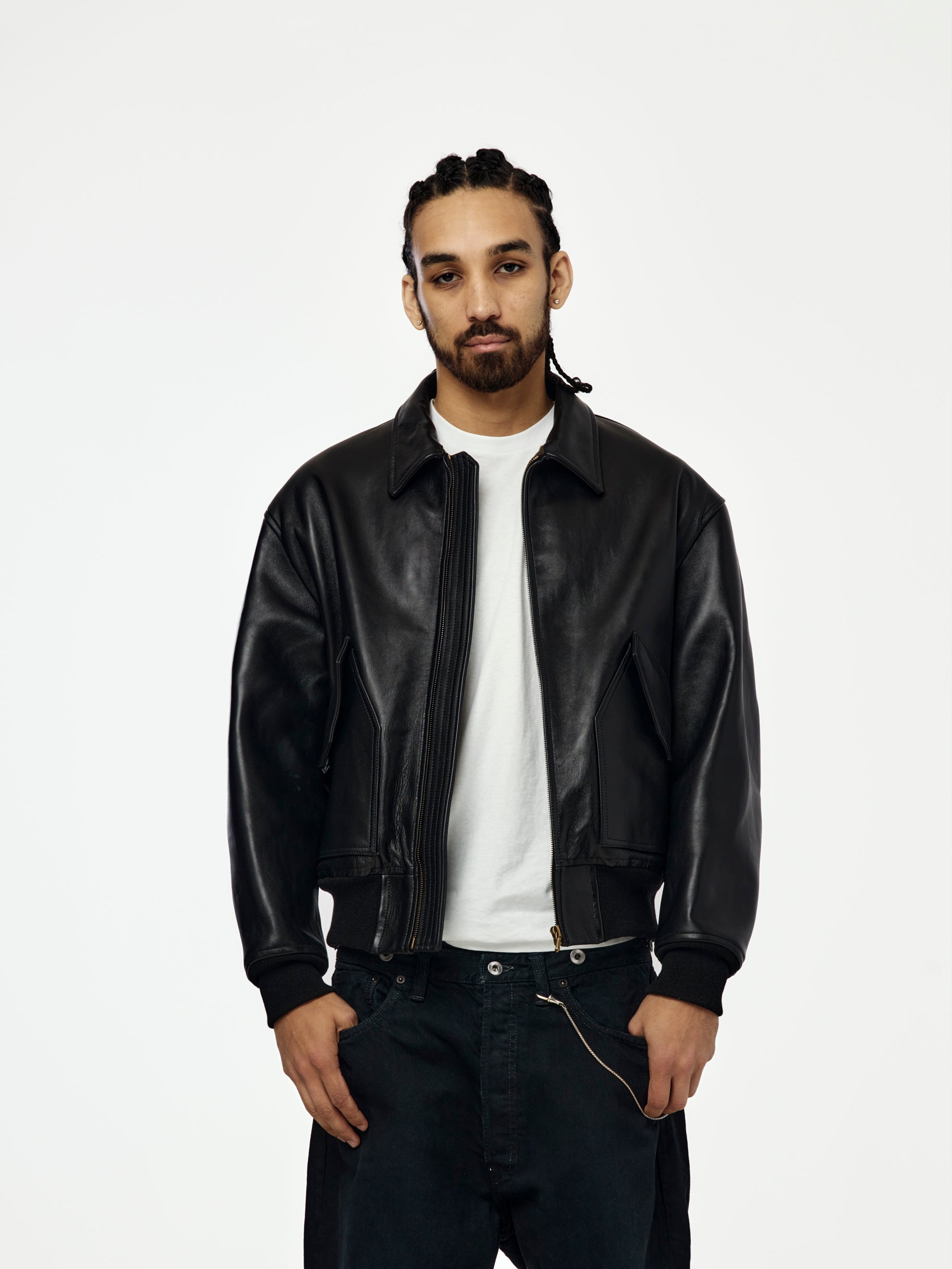 A.PRESSE Leather CWU-45 Flight Jacket (BLACK) - UNION LOS ANGELES