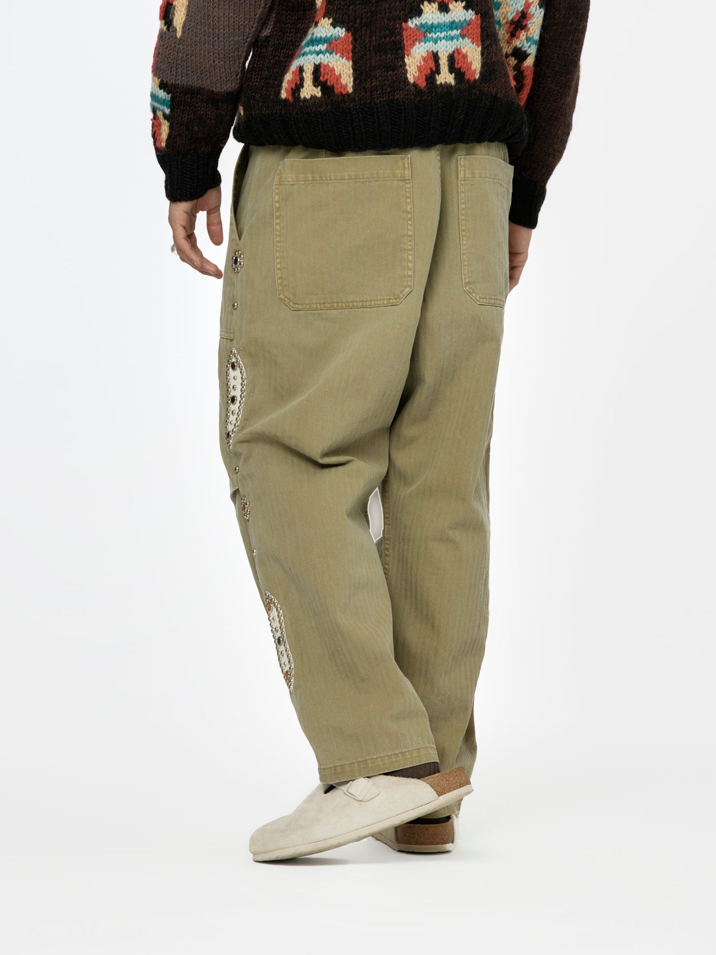 Sulfur Herringbone EASY BAKER Pants (STUDS Remake) (Khaki)