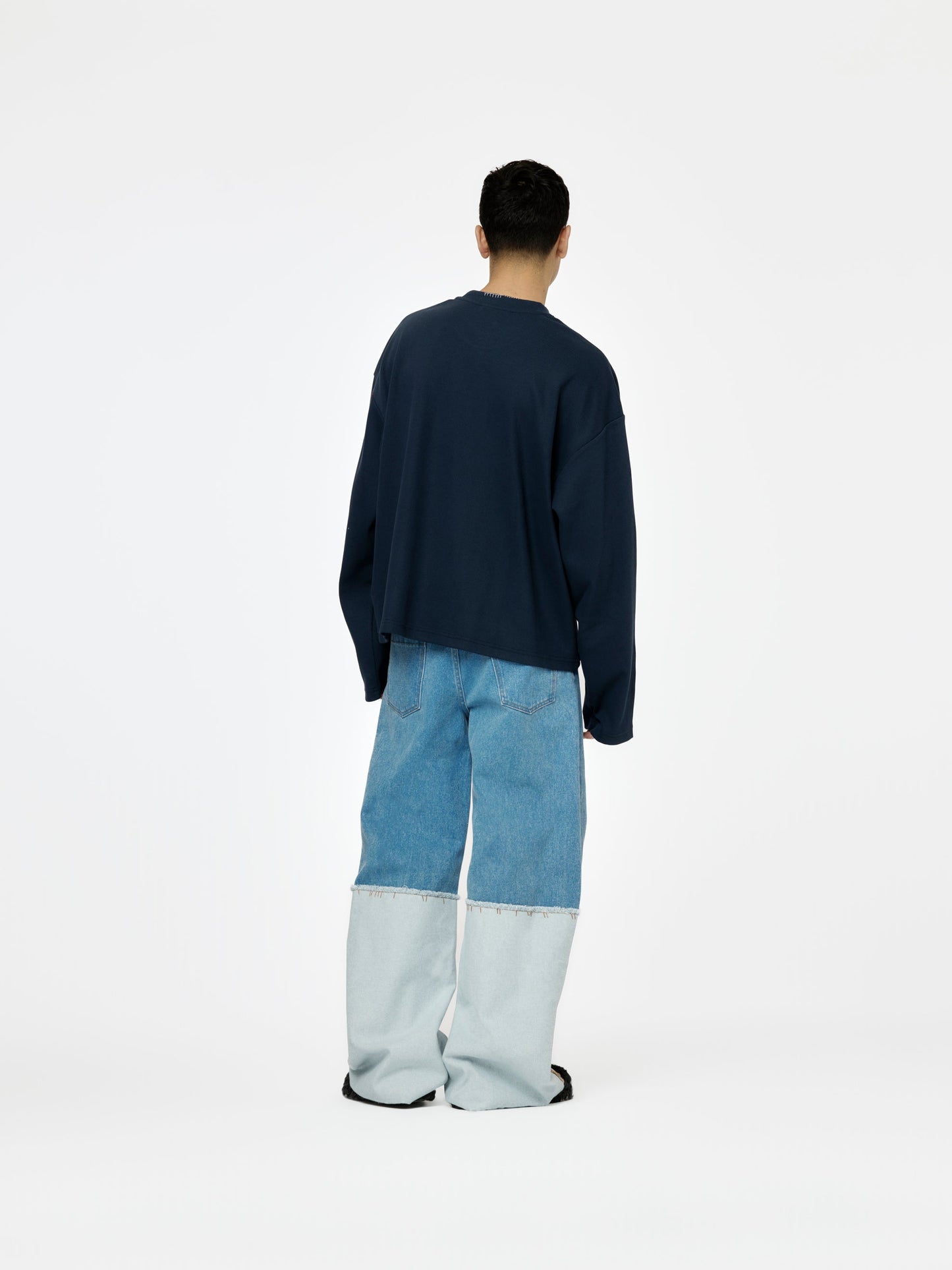 Bleach Coated Organic Denim Mega Trousers (Cobalt)