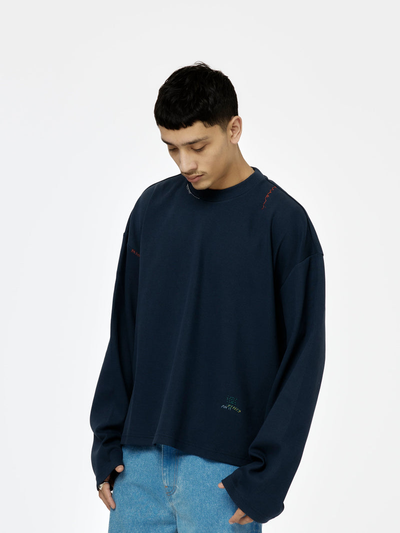 Oversized Long-Sleeved T-Shirt (Blue China)