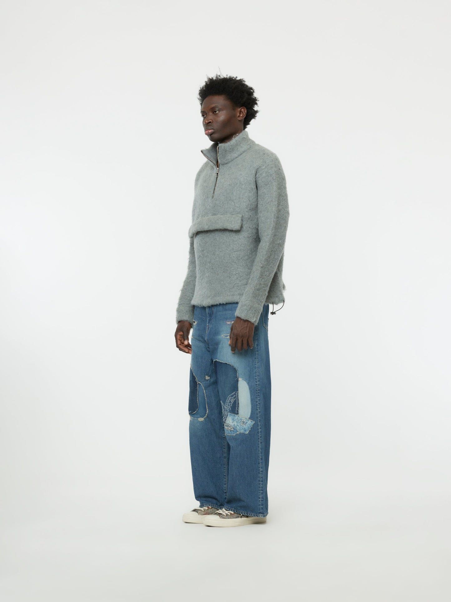 Mohair Half-Zip Anorak (Grey)