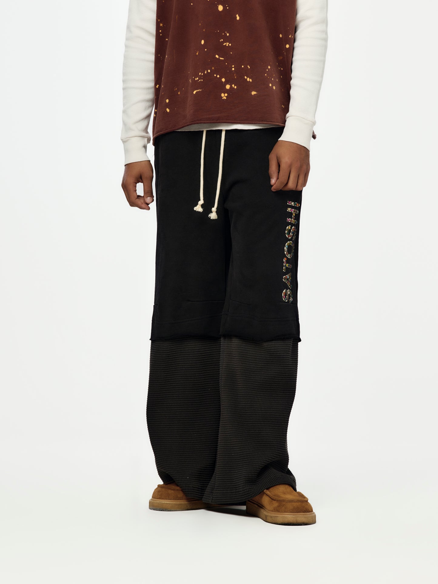 Double Layer Studded Sweatpant (Black)