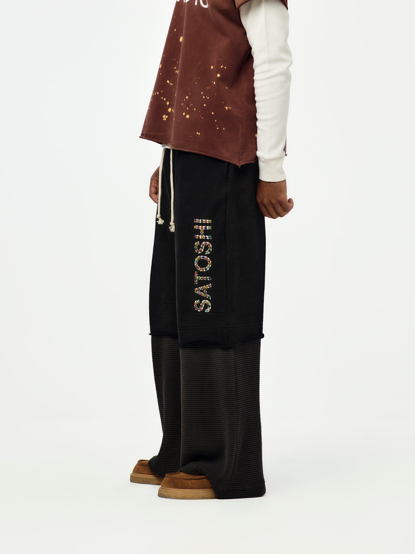 Double Layer Studded Sweatpant (Black)