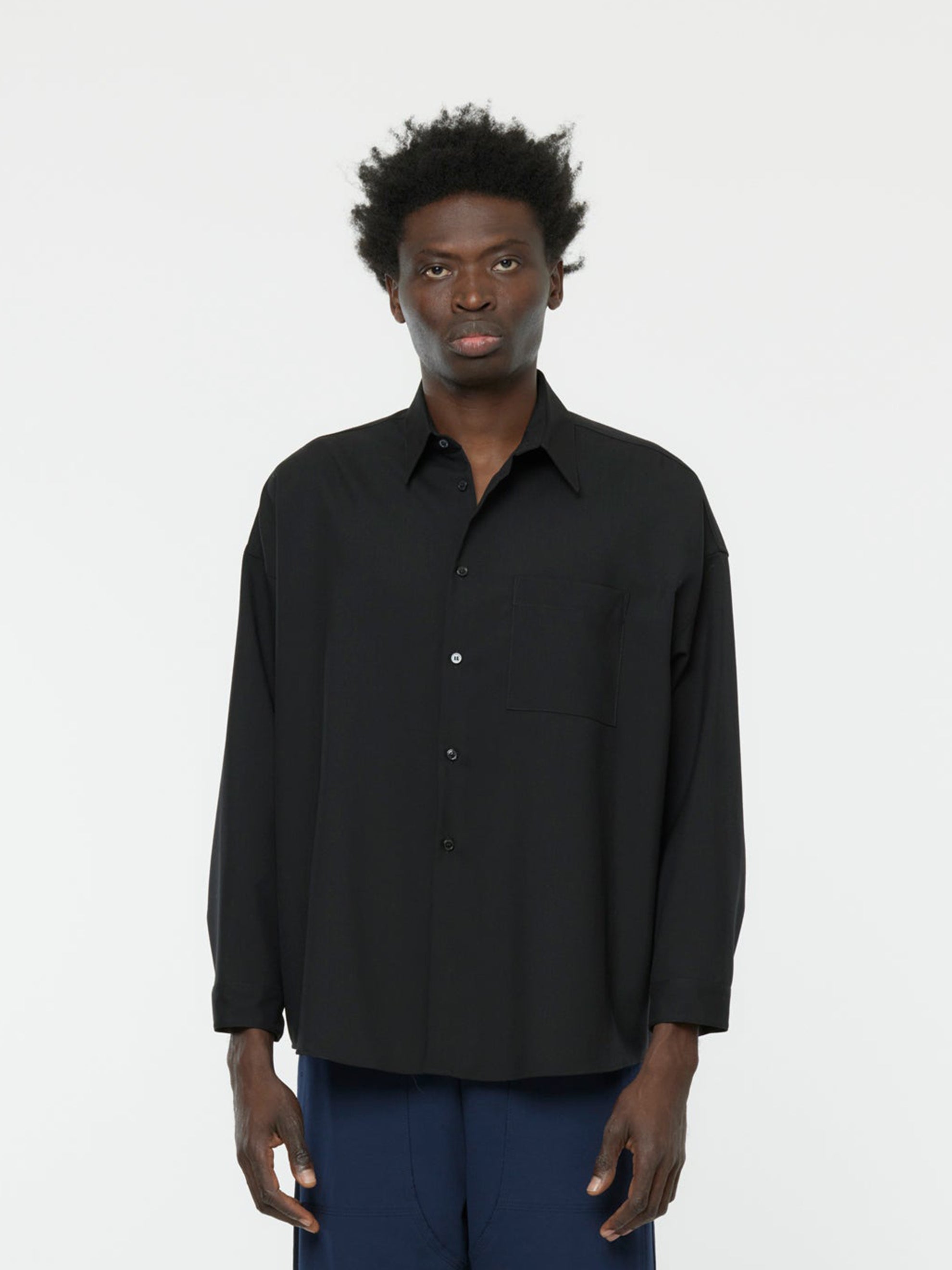 Marni Tropical Wool Boxy Shirt (Black) - UNION LOS ANGELES