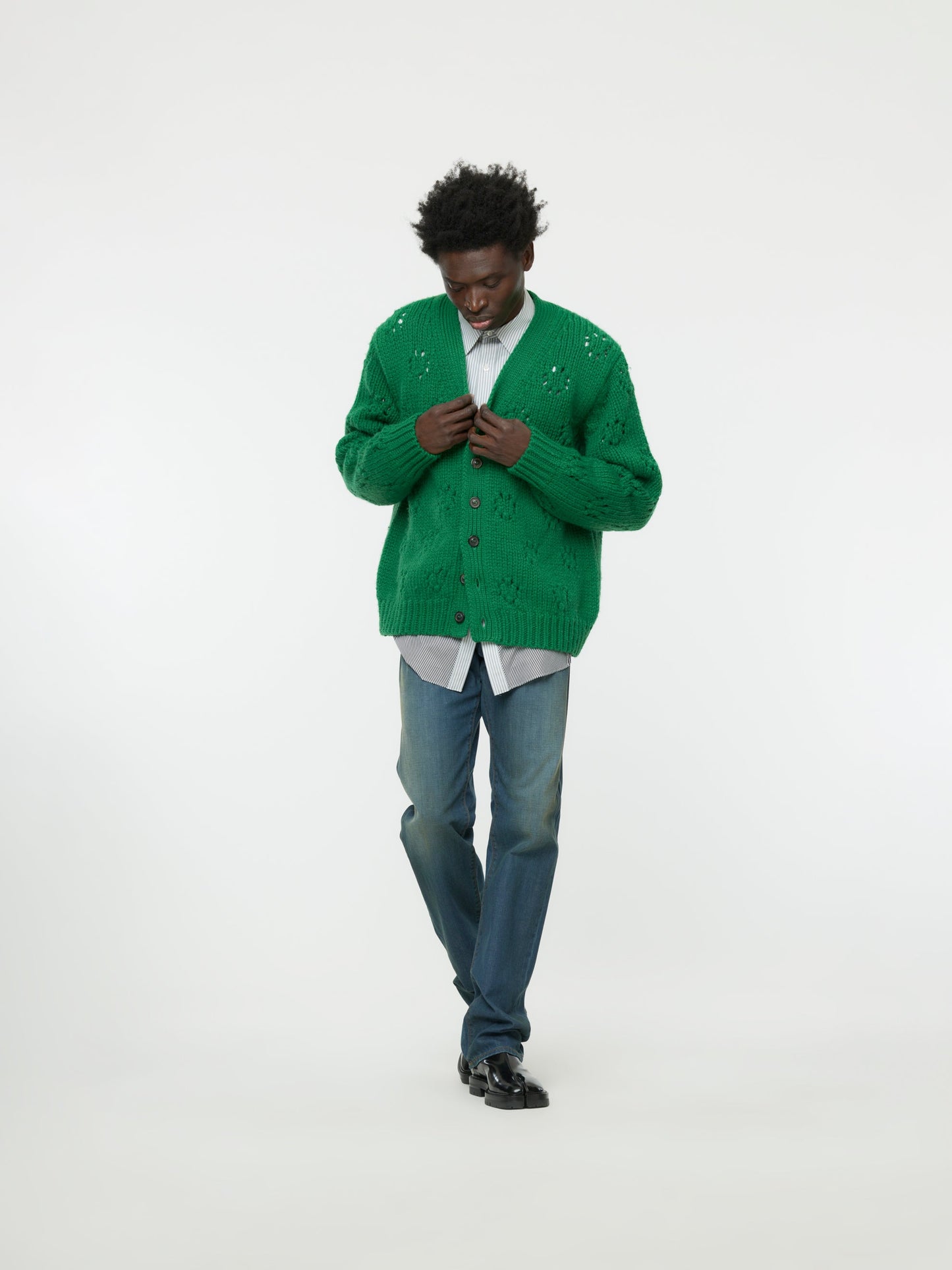 Childish Stitched Cardigan (Bright Green)