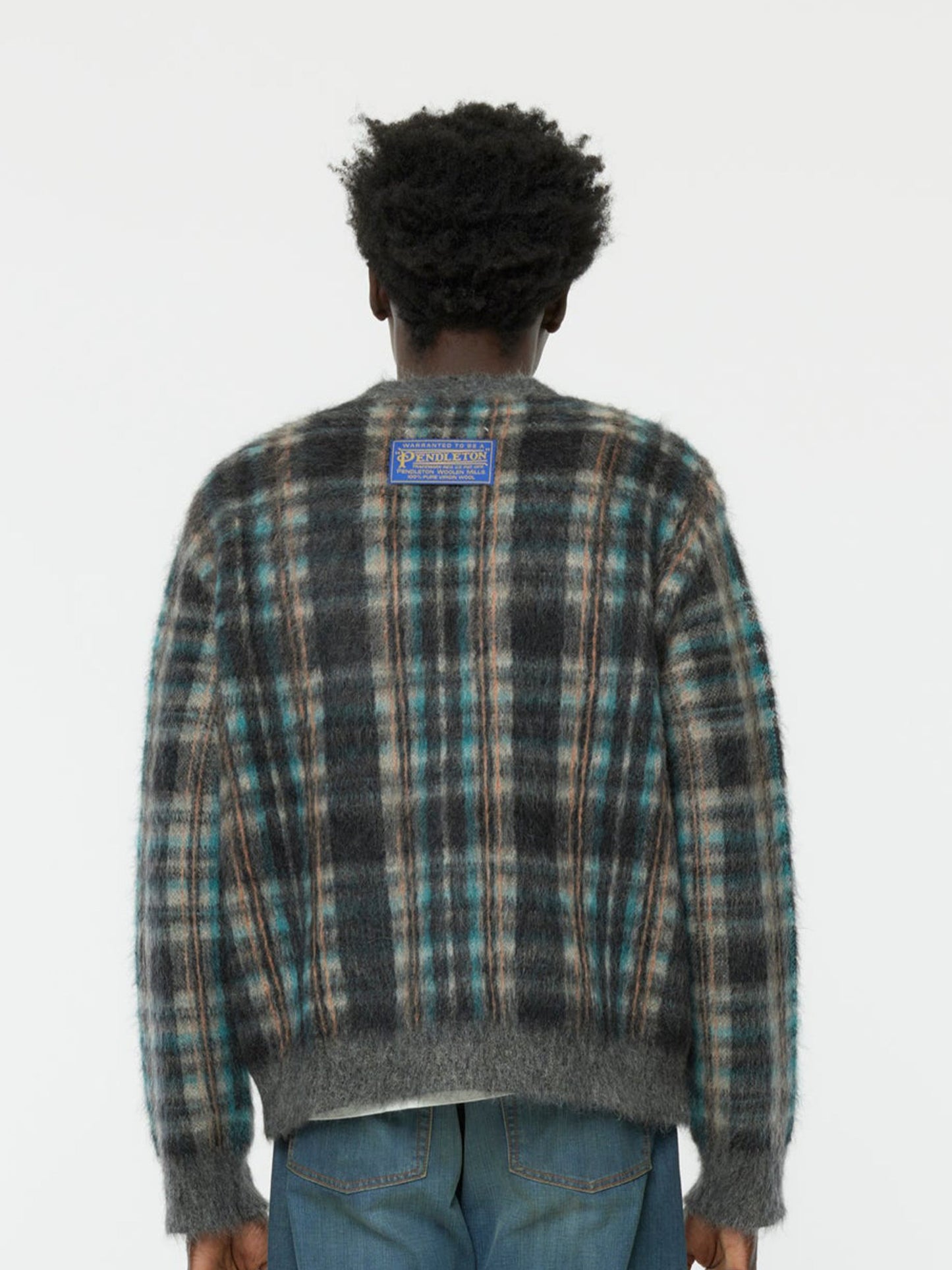 Brushed Check Cardigan (Petrol)