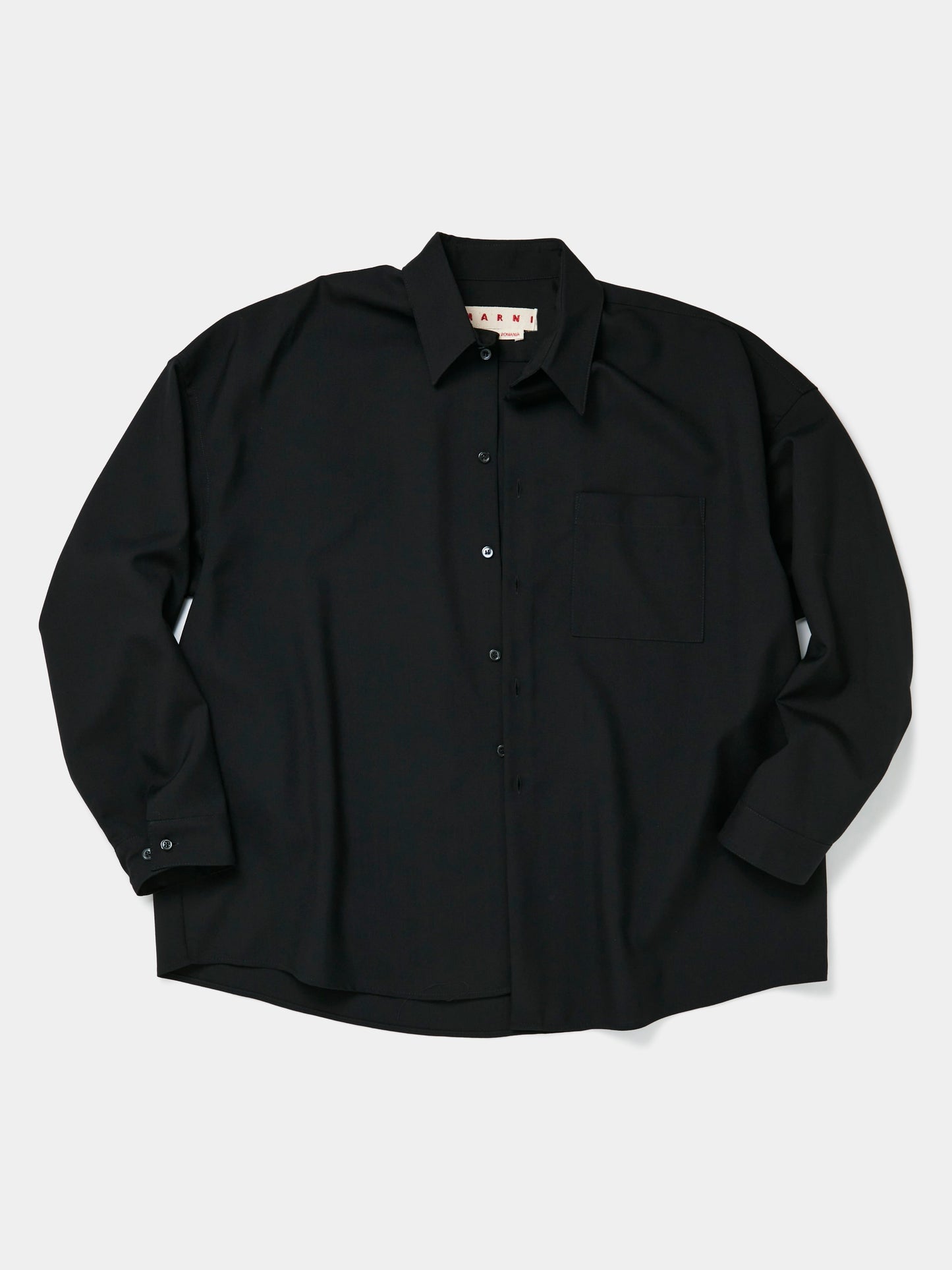 Tropical Wool Boxy Shirt (Black)